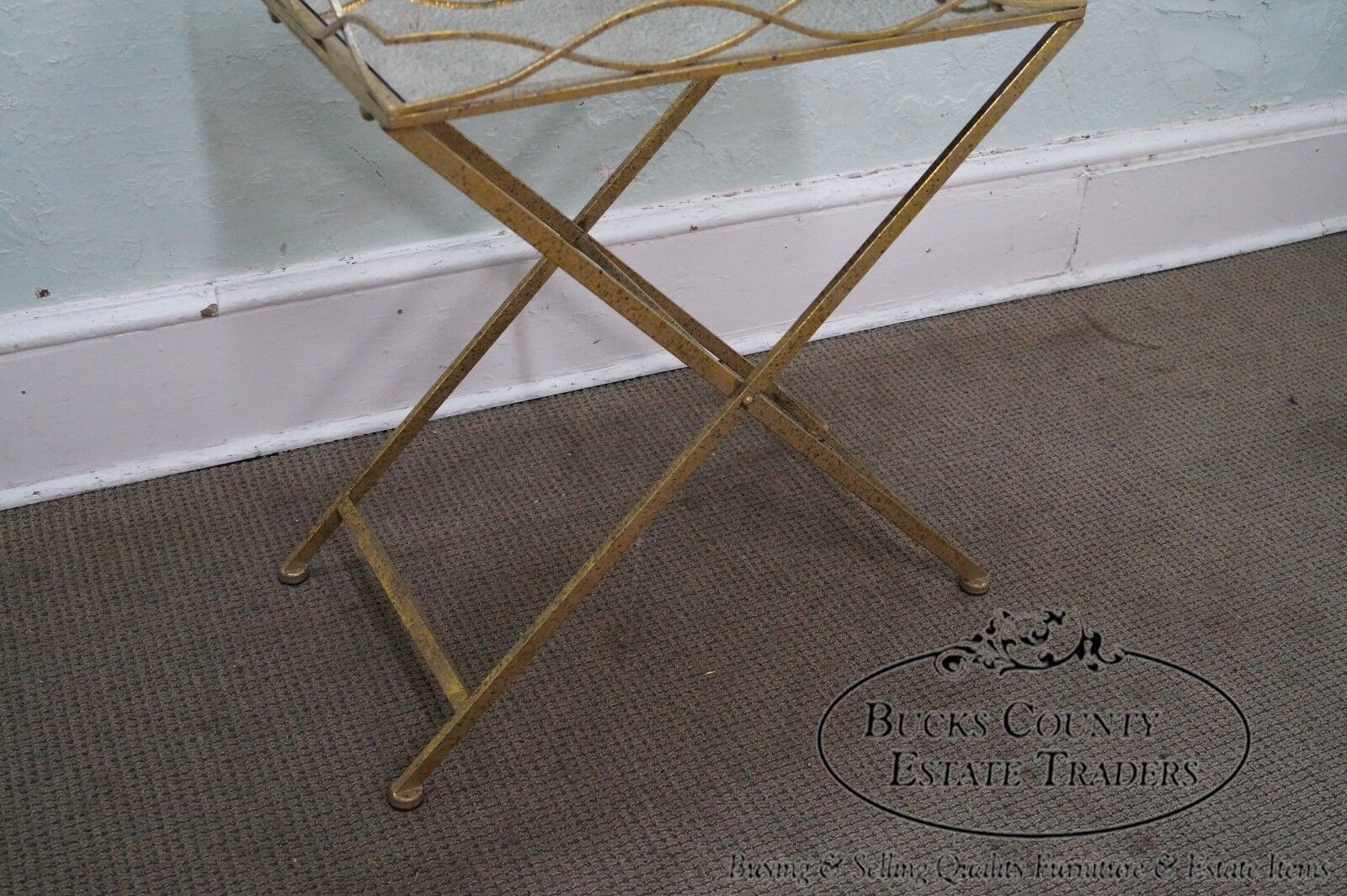 Regency Style Gilt Metal Mirror Top Serving Table