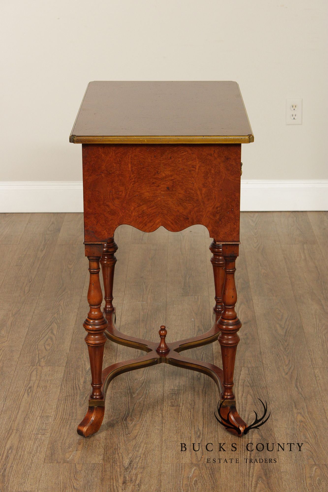 Southampton William & Mary Style Pair of Burlwood Lowboys