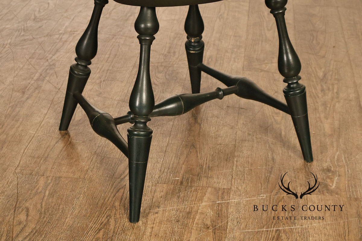 River Bend Chair Co. Set Of Eight Dark Green Painted Comb Back Windsor Dining Chairs