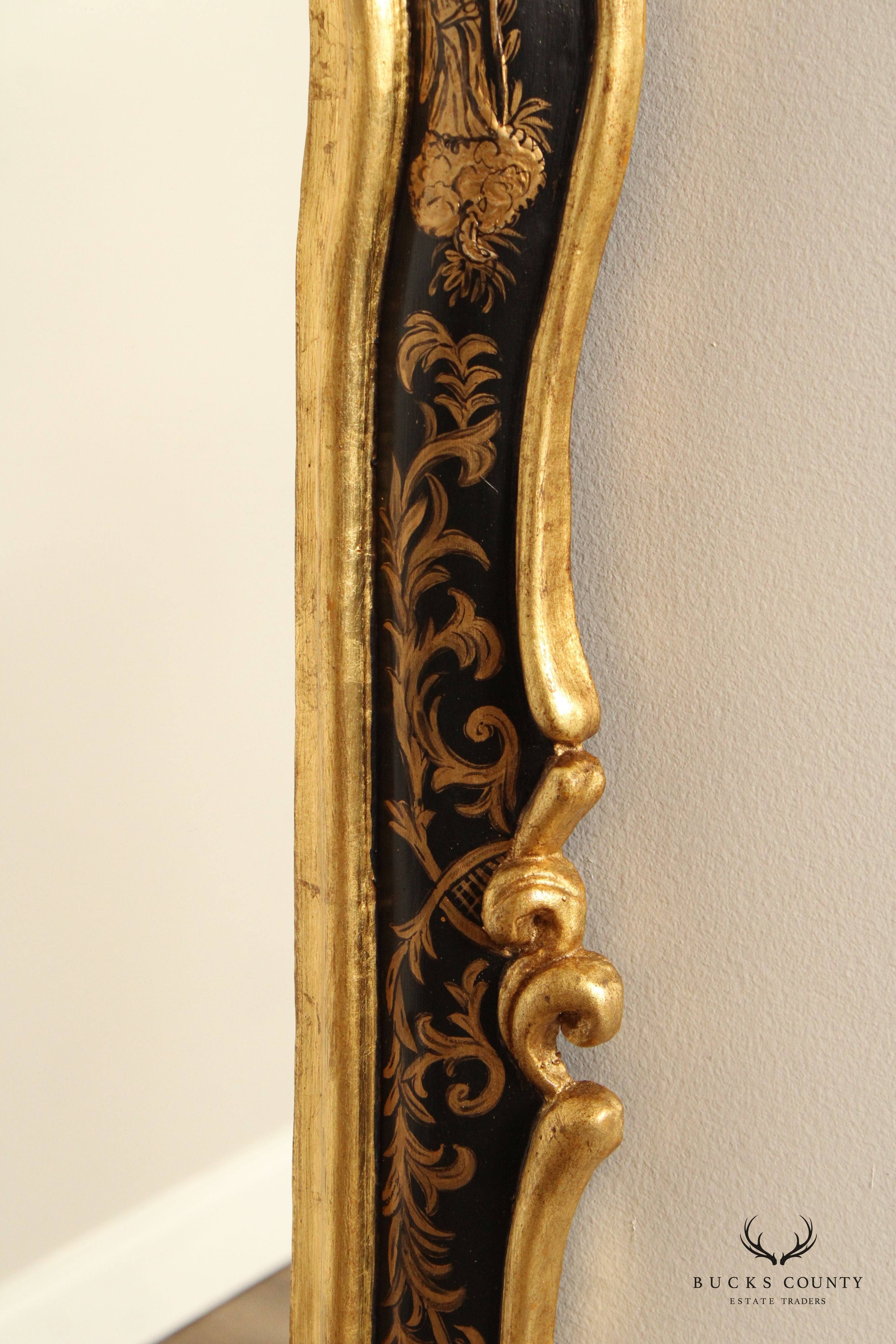 Italian Partial Gilt Chinoiserie Wall Mirror