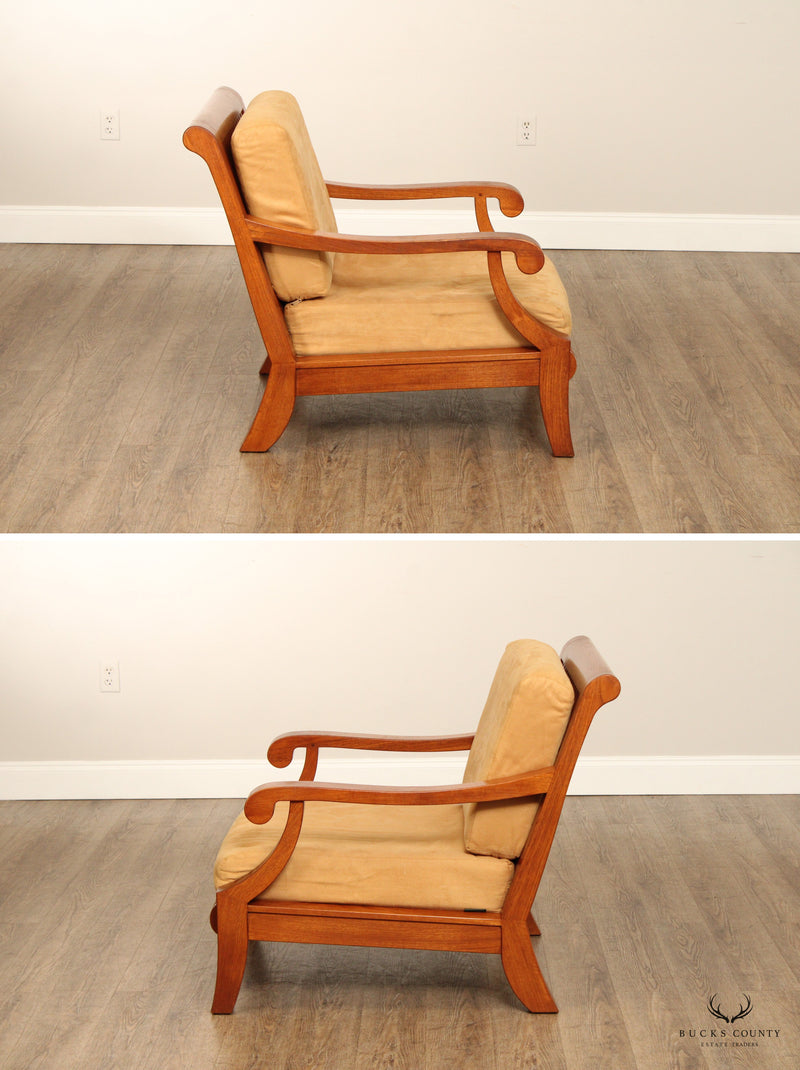 Smith & Hawken Pair of Teak Outdoor Patio Lounge Chairs