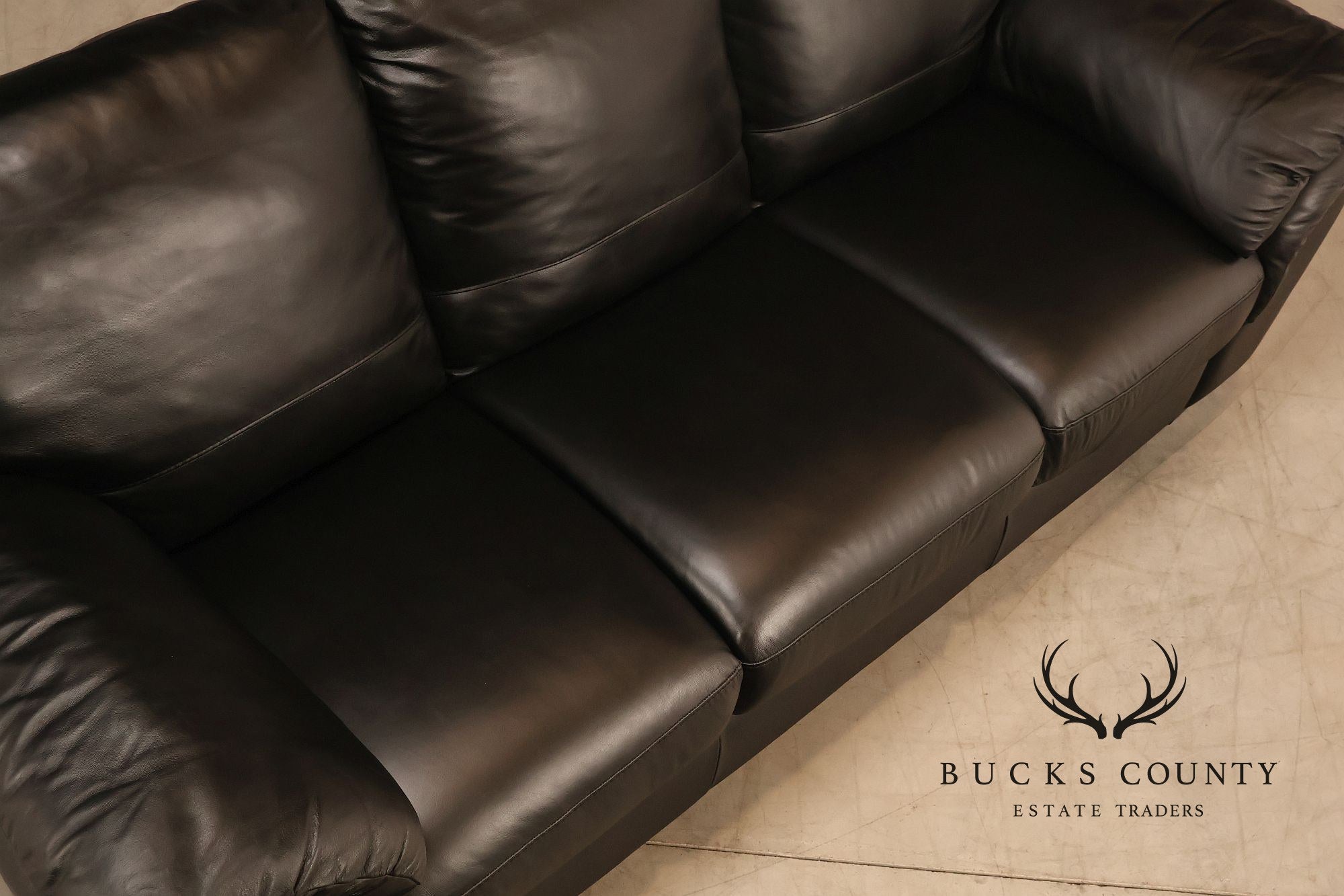Italsofa Pair of Black Leather Sofas