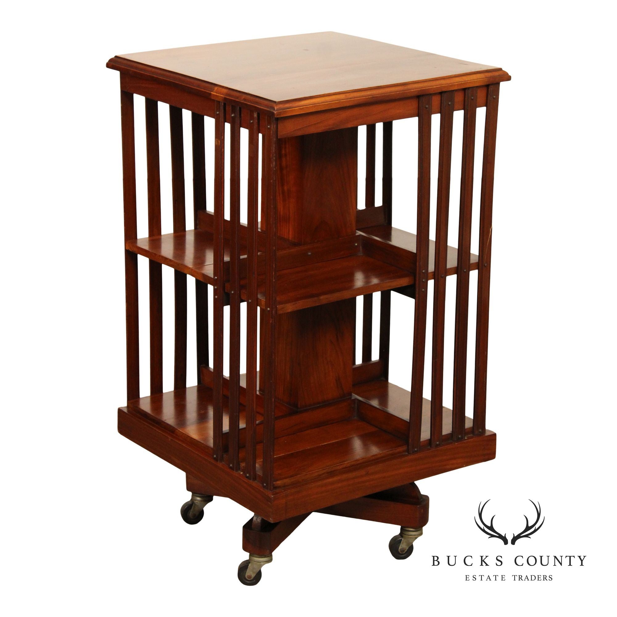 Antique Regency Style Rotating Mahogany Library Bookcase