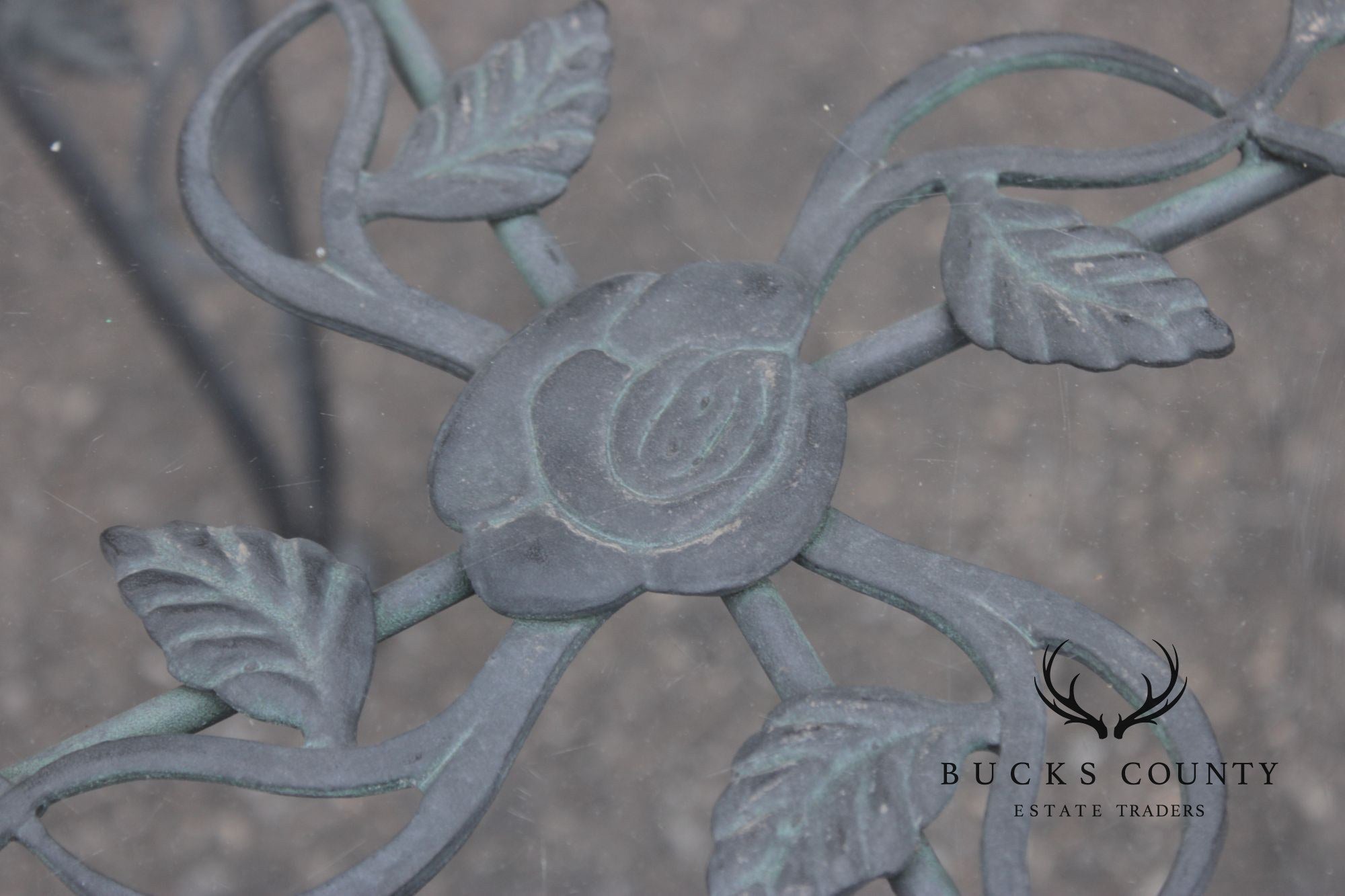 Woodard 'Chantilly Rose' Glass Top Wrought Iron Patio Side Table