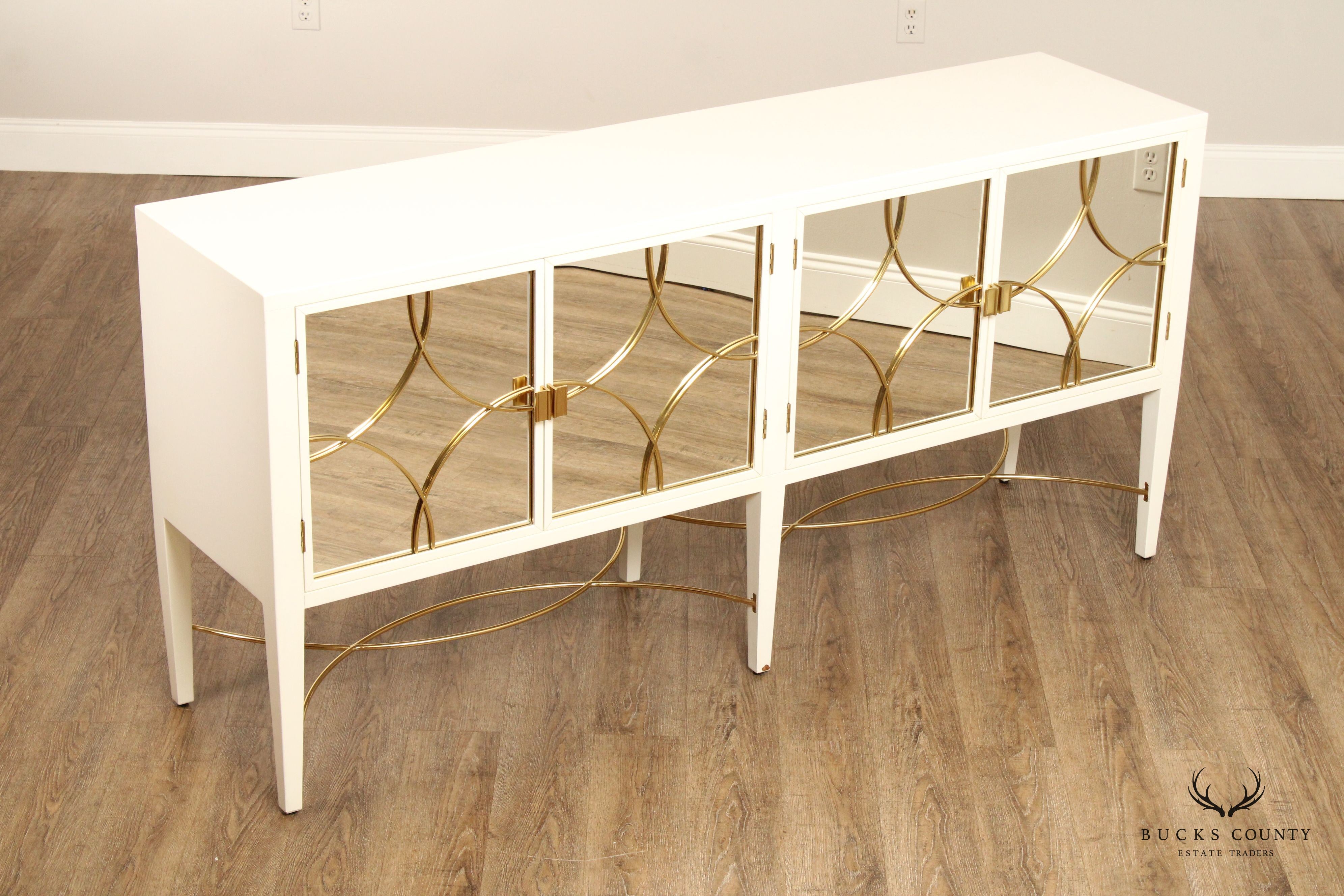 Alden Parkes Designs White Lacquer Mirror Door Sideboard Console