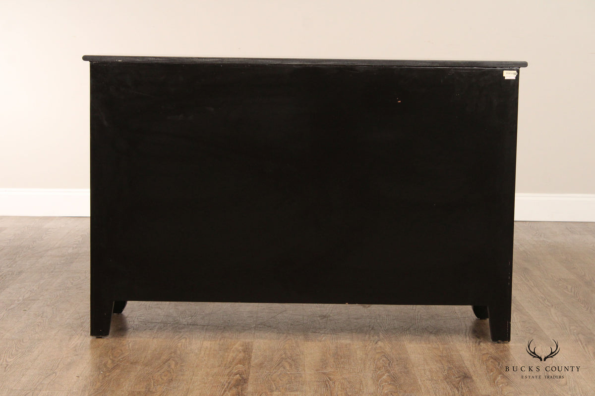 Rustic Italian Style Paint Decorated Marble Top Buffet