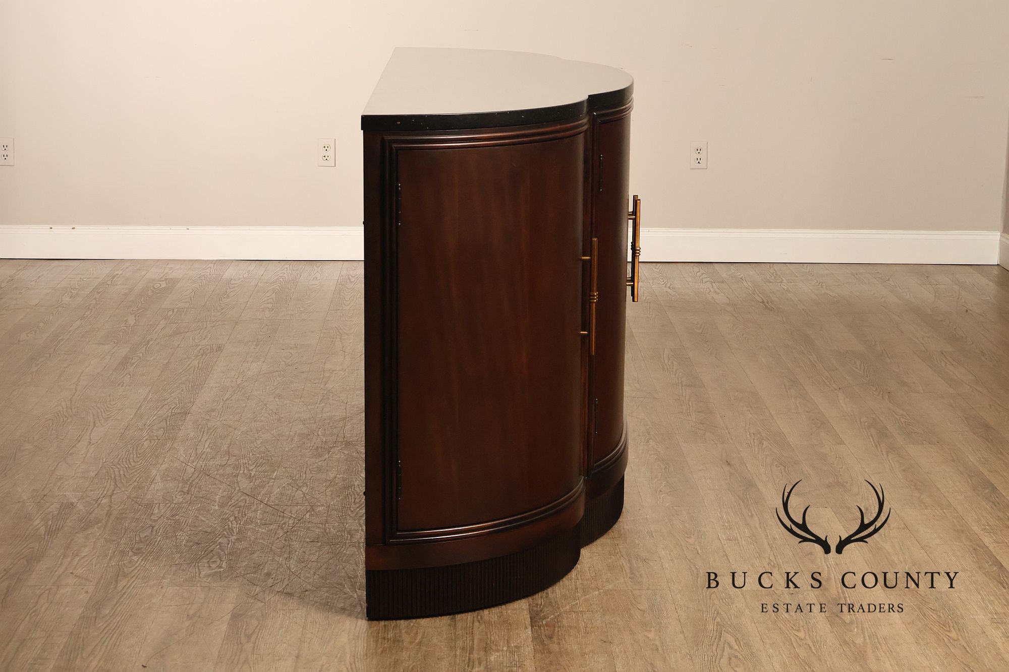 Bernhardt Art Deco Style Curved Front Sideboard With Black Granite Top