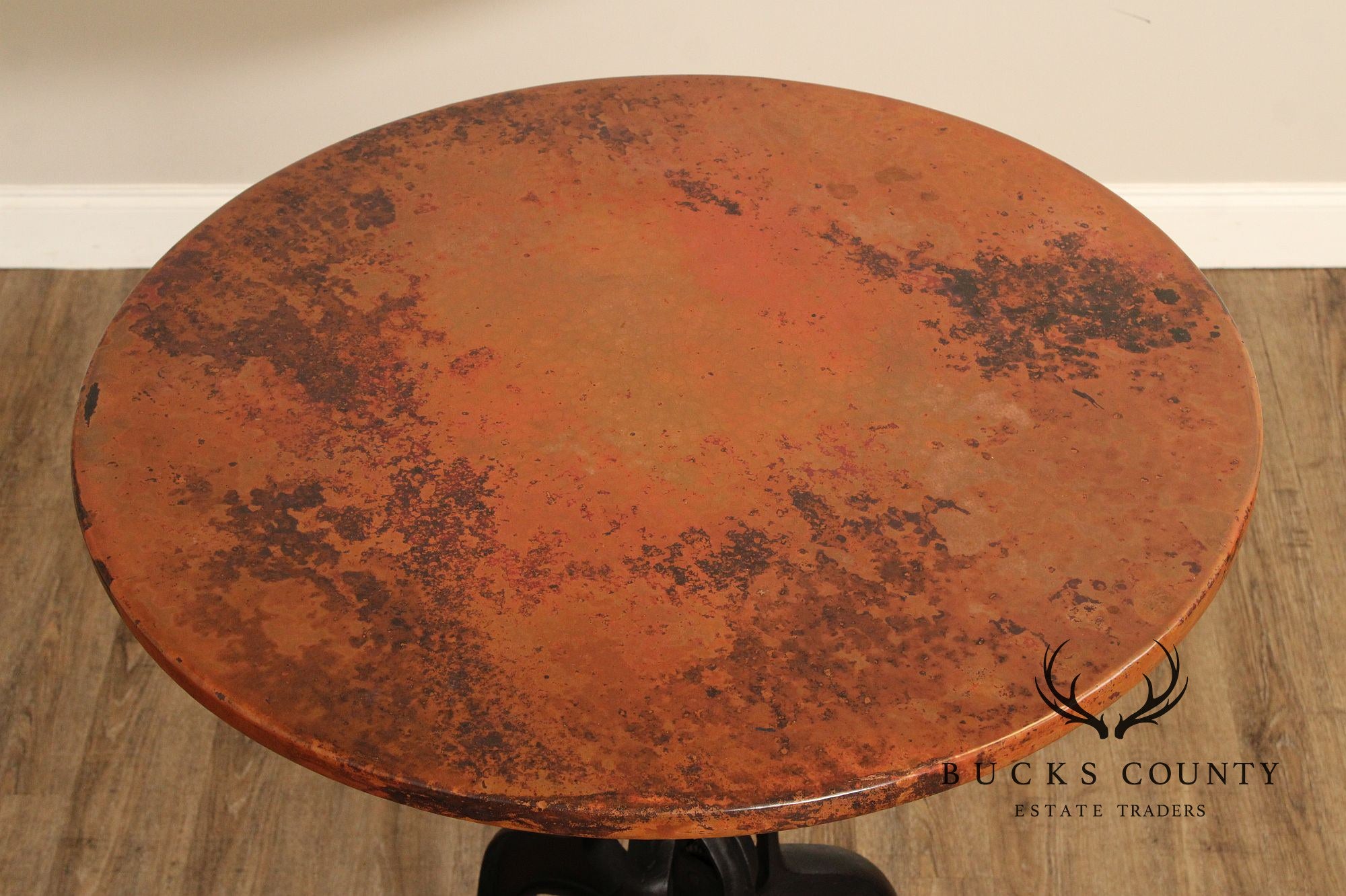 Industrial Style Adjustable Height Round Copper Top Bistro Table