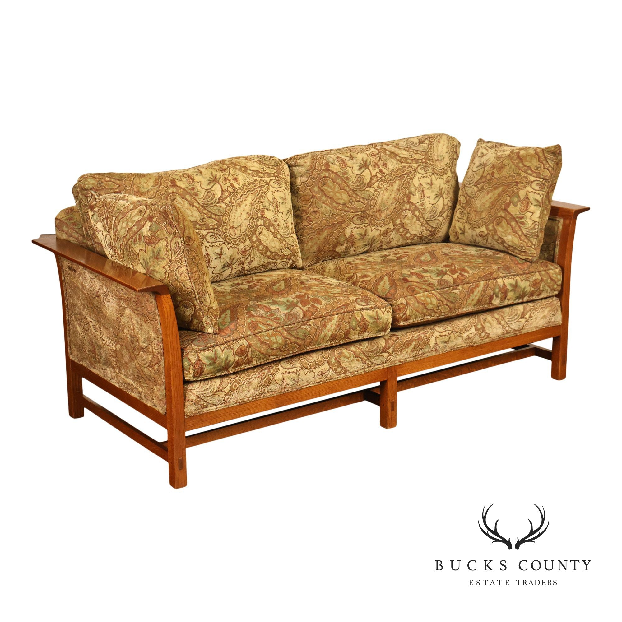 Stickley Mission Collection Oak Sofa With Loose Cushions
