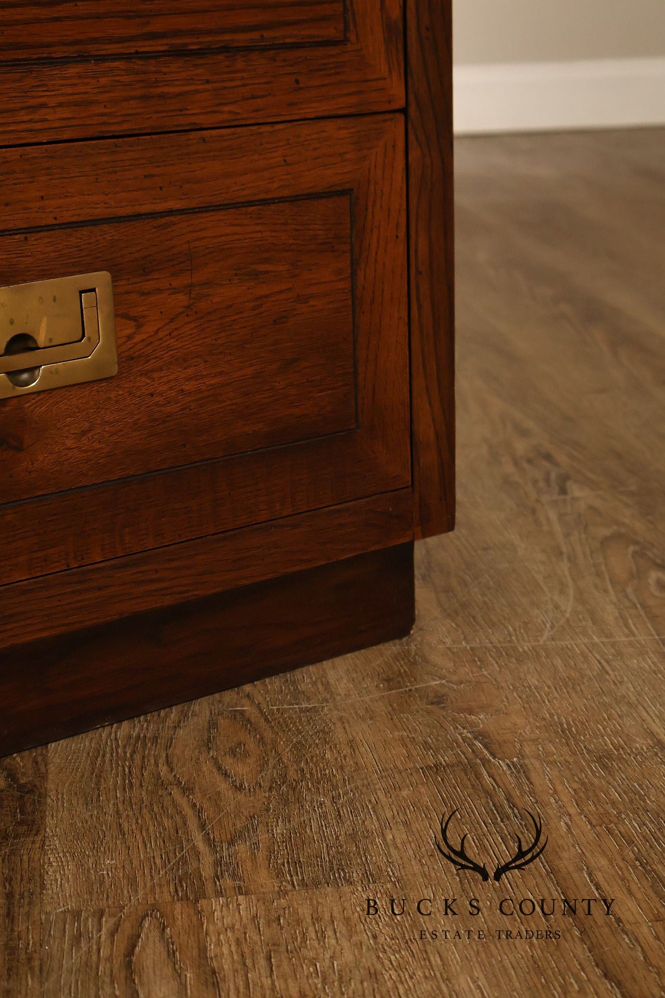 Henredon Scene One Campaign Style Walnut Armoire Chest