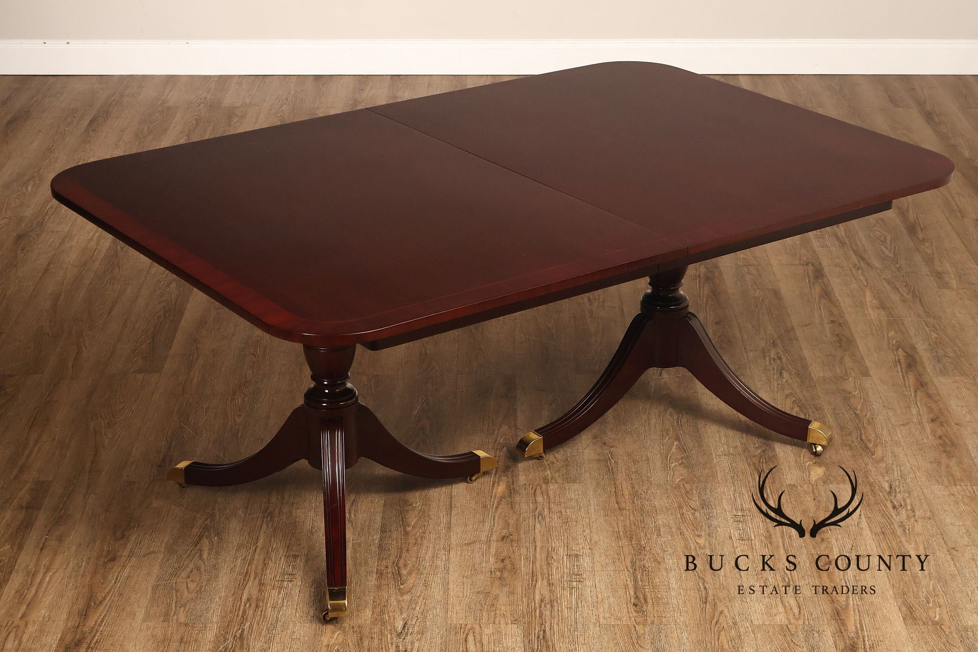 Kindel Regency Style Double Pedestal Mahogany Dining Table