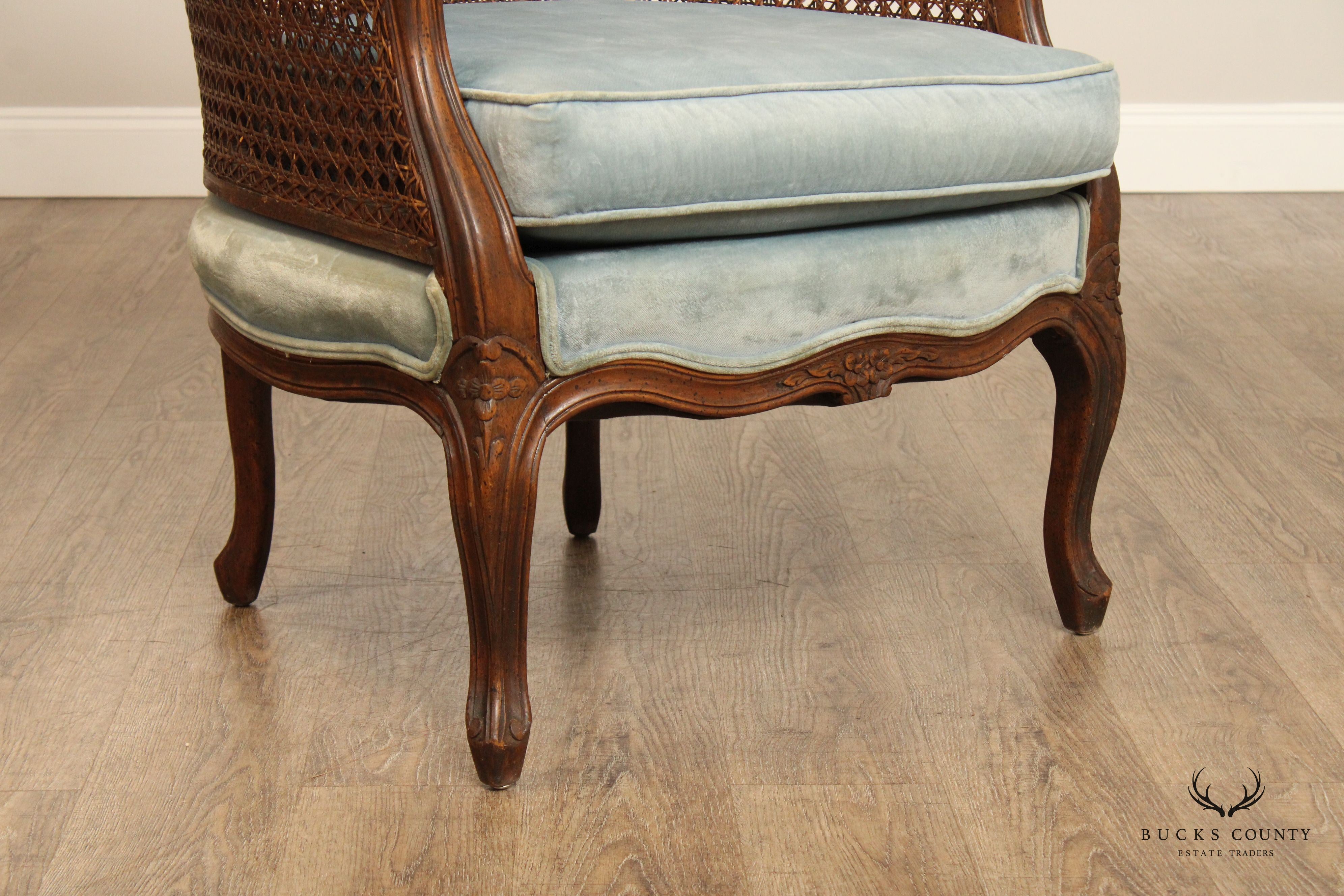 French Louis XV Style Caned High Back Porter's Chair