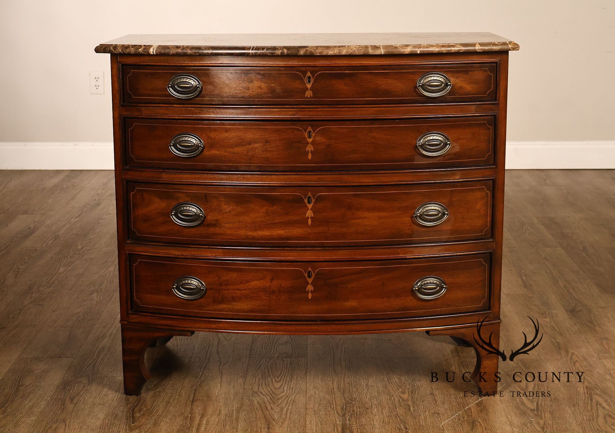Drexel Heritage Covington Park Pair Of Mahogany Marble Top Bachelor Chests