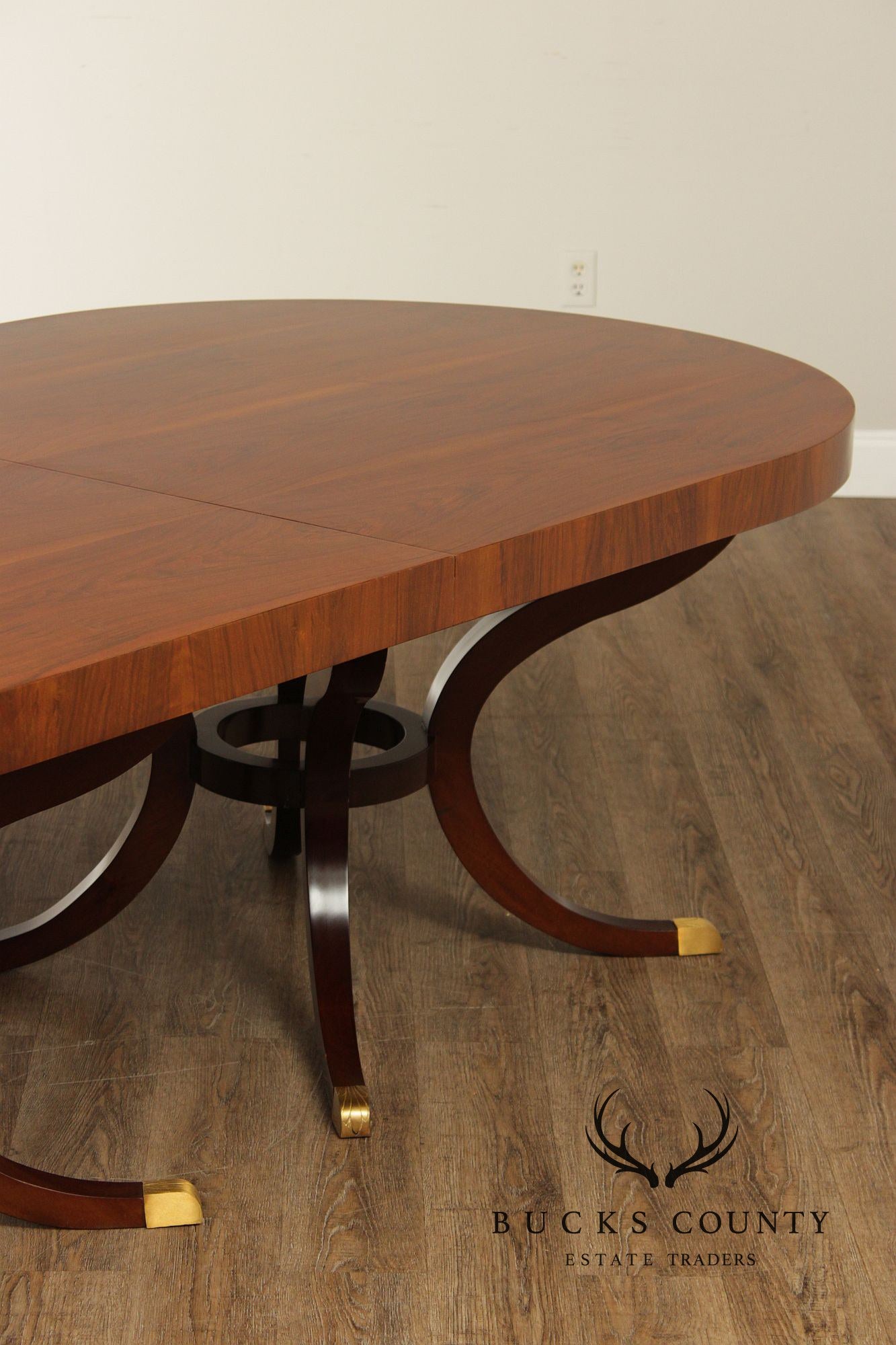 Acanto Luxury Furniture French Art Deco Style Oval Walnut Extendable Dining Table