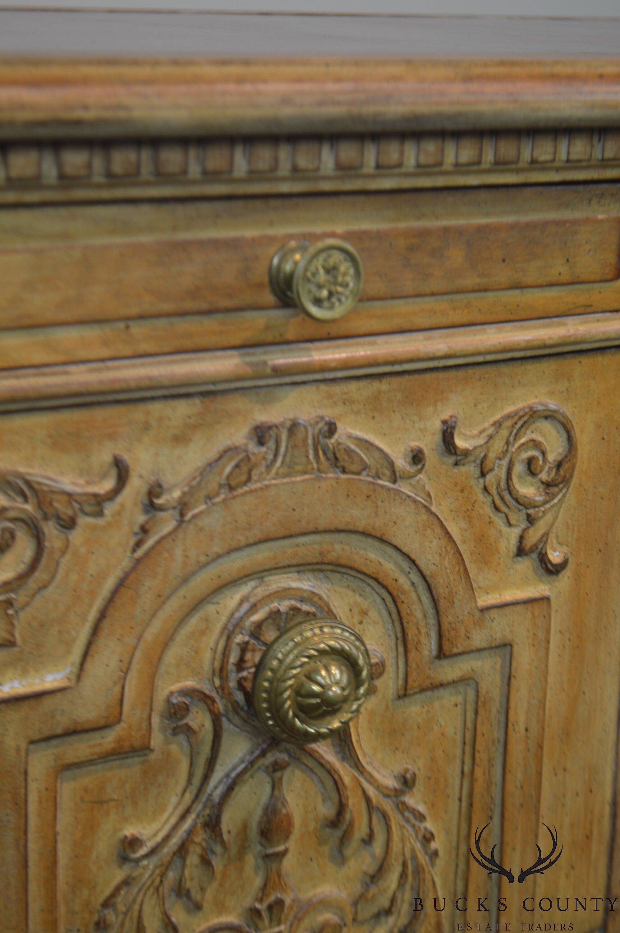 French Rococo Style Custom Quality Carved Executive Desk