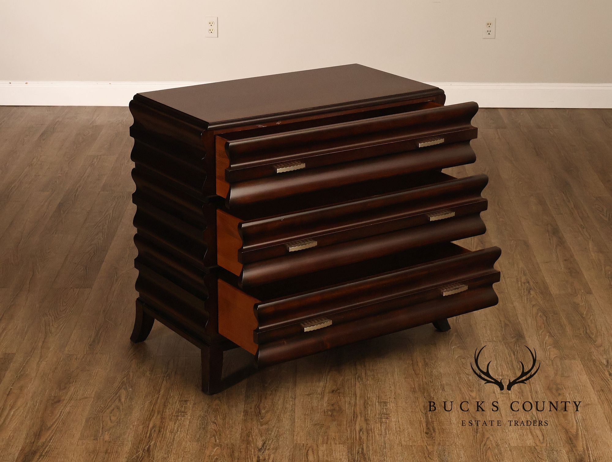 Hickory White Contemporary Ripple Front Three Drawer Chest