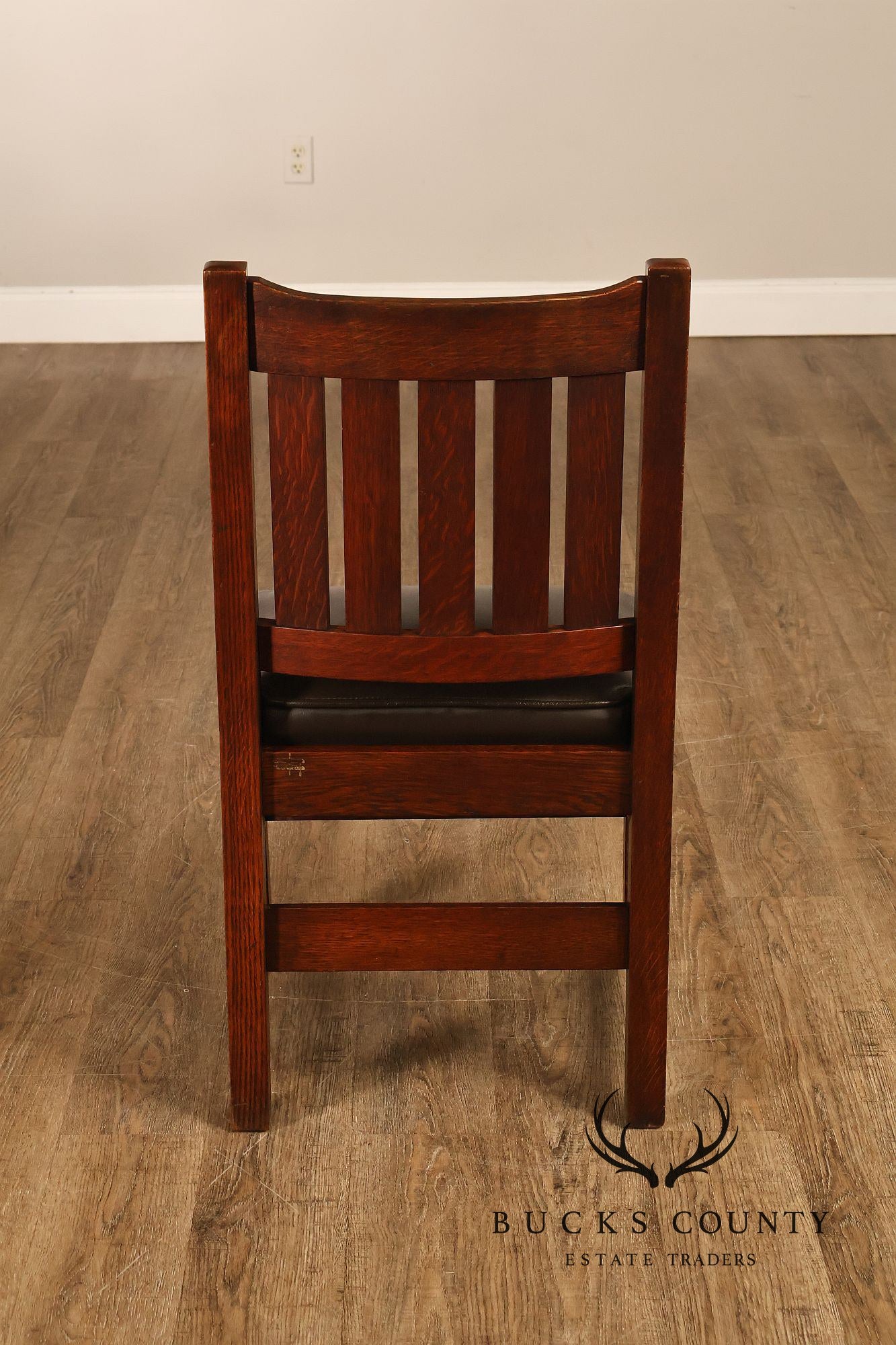 L&JG Stickley Antique Set Of Six U-Back Oak Dining Chairs Model #820