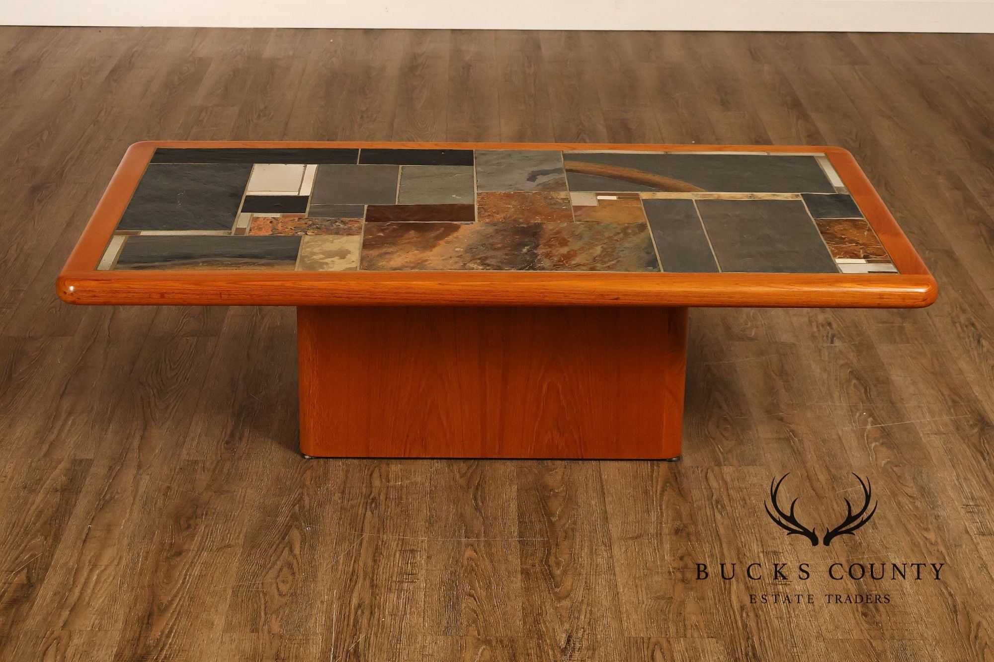 Sallingboe Jelling Danish Modern Teak And Slate Top Coffee Table