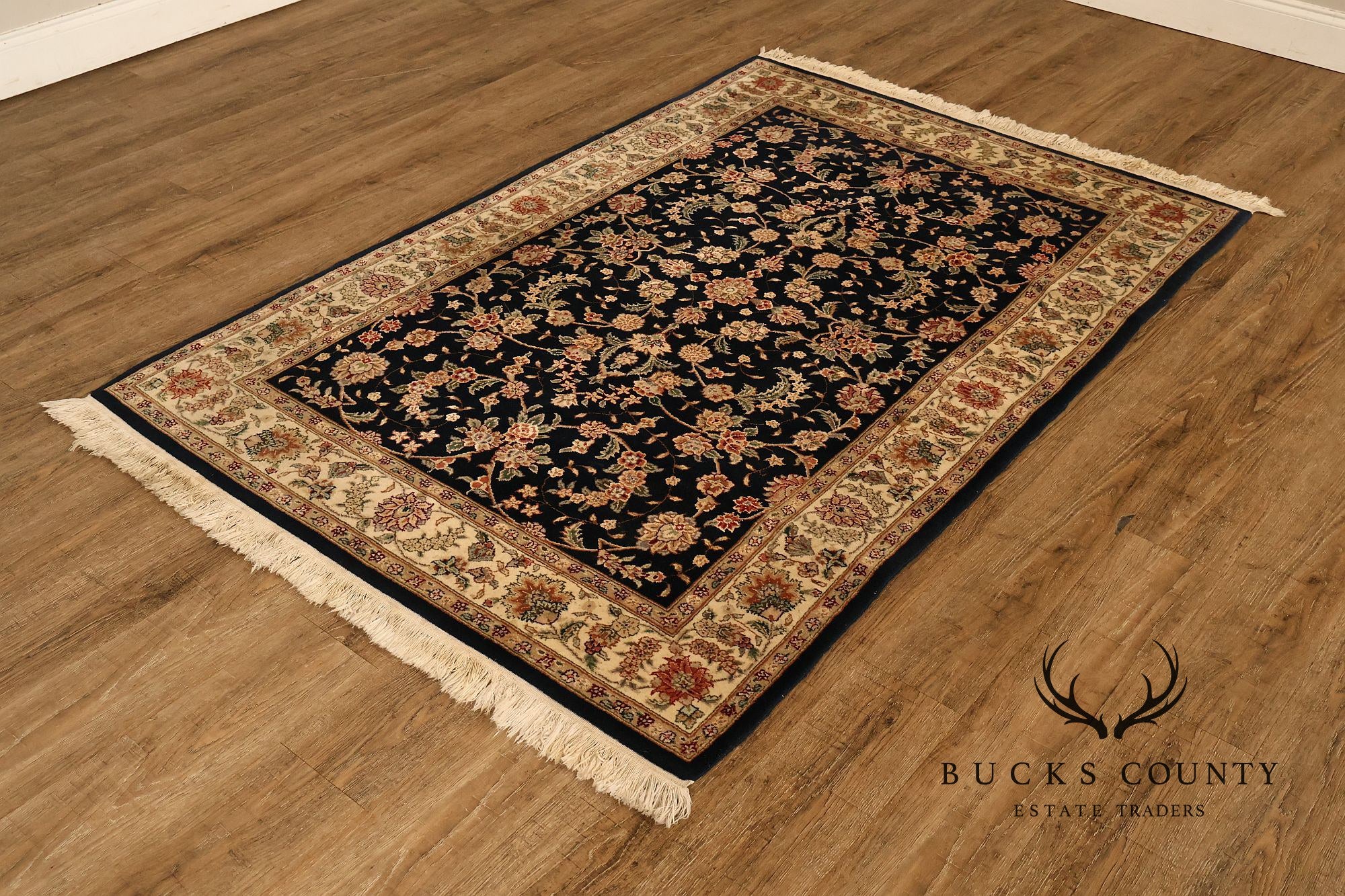 Chinese Tabriz Fish Pattern Hand Woven Wool & Silk Area Rug 4' x 6'