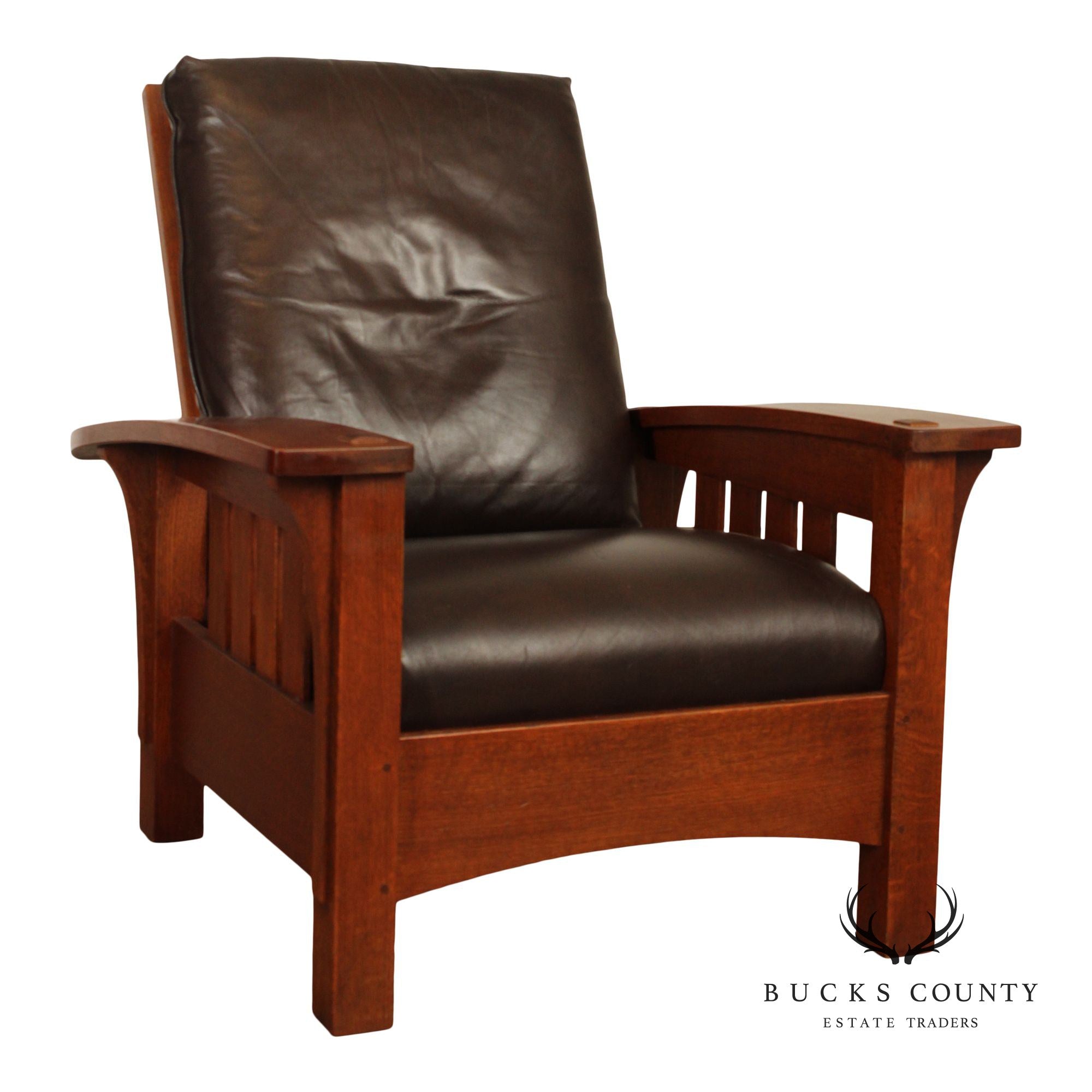 Stickley Mission Collection Oak Bow Arm Reclining Chair