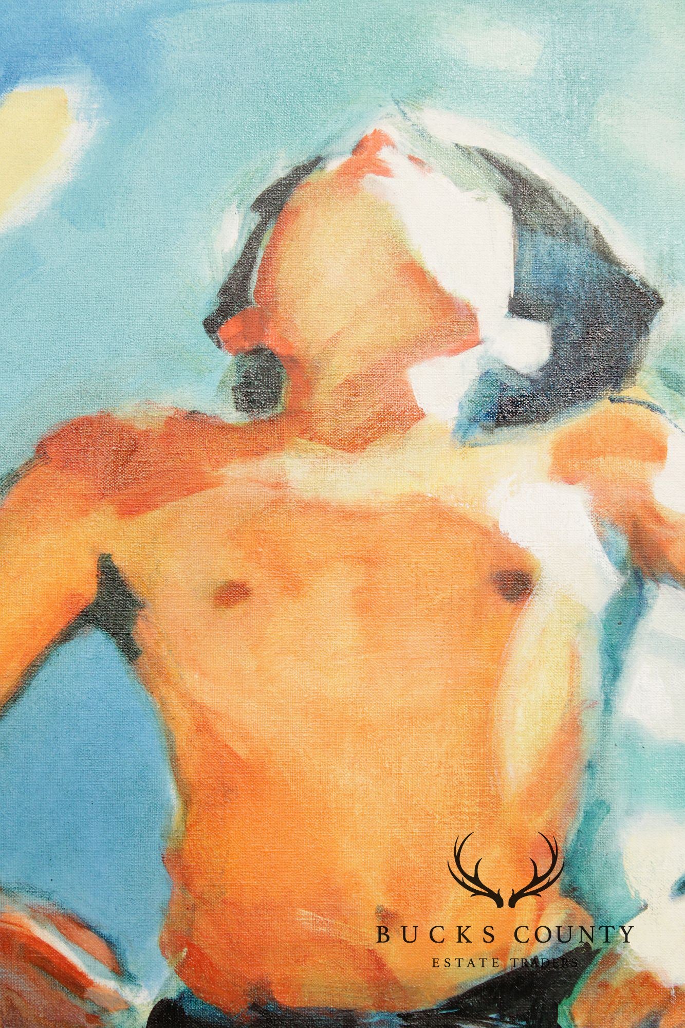 Malcolm Bray Contemporary Oil Painting, 'Boy Floating'