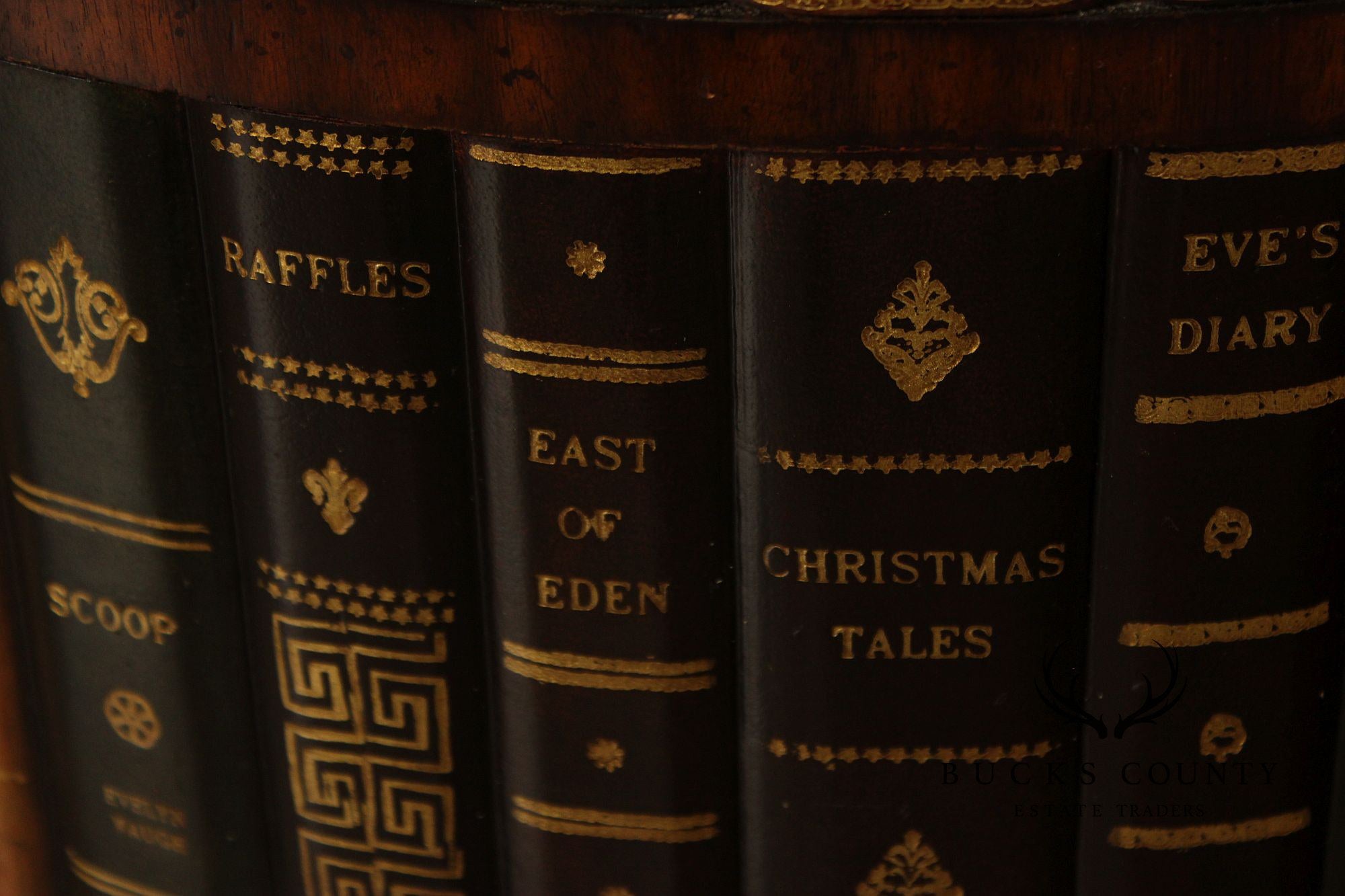 Maitland-Smith Regency Style Mahogany Faux Book Drum Table