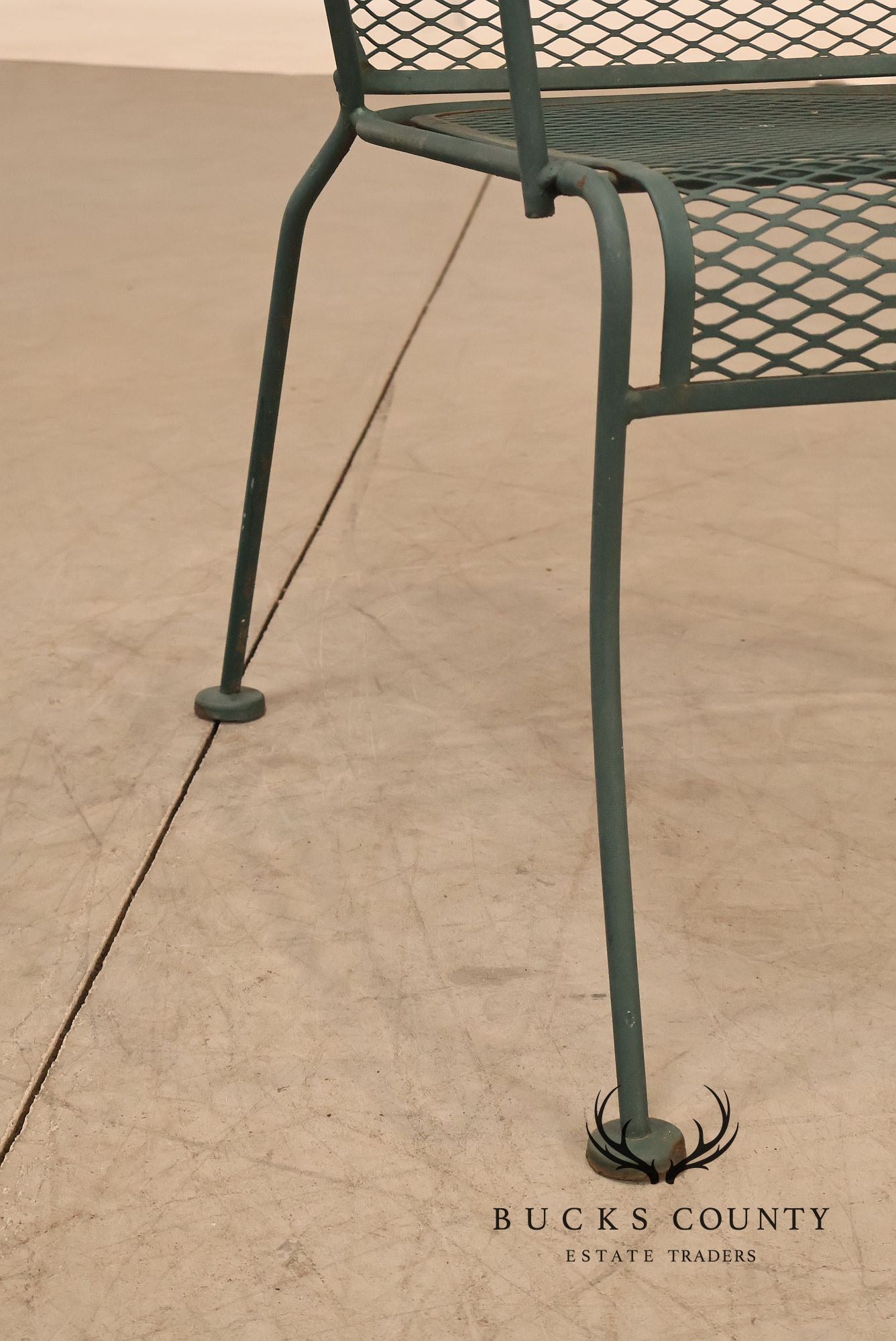 Vintage Wrought Iron Round Patio Table And Four Chairs Set