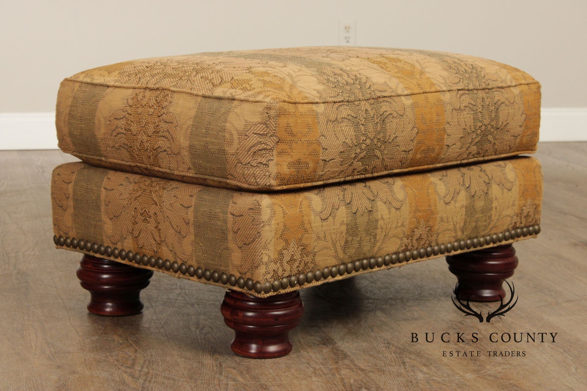 Thomasville Traditional Style Pair of Upholstered Ottomans
