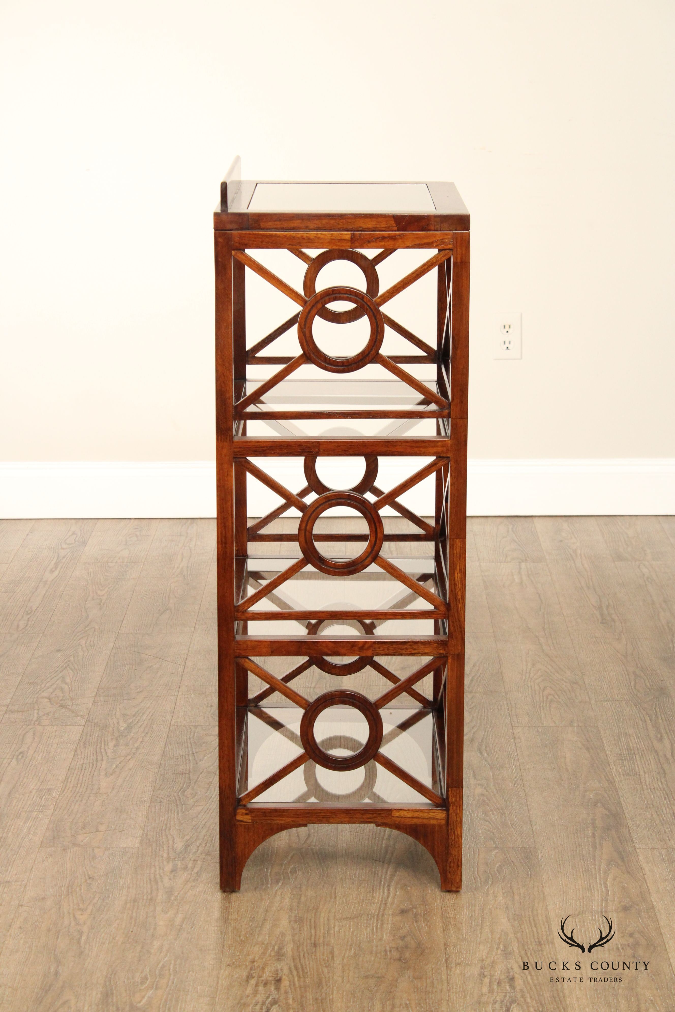 Selamat Designs Mahogany And Glass Shelf Etagere