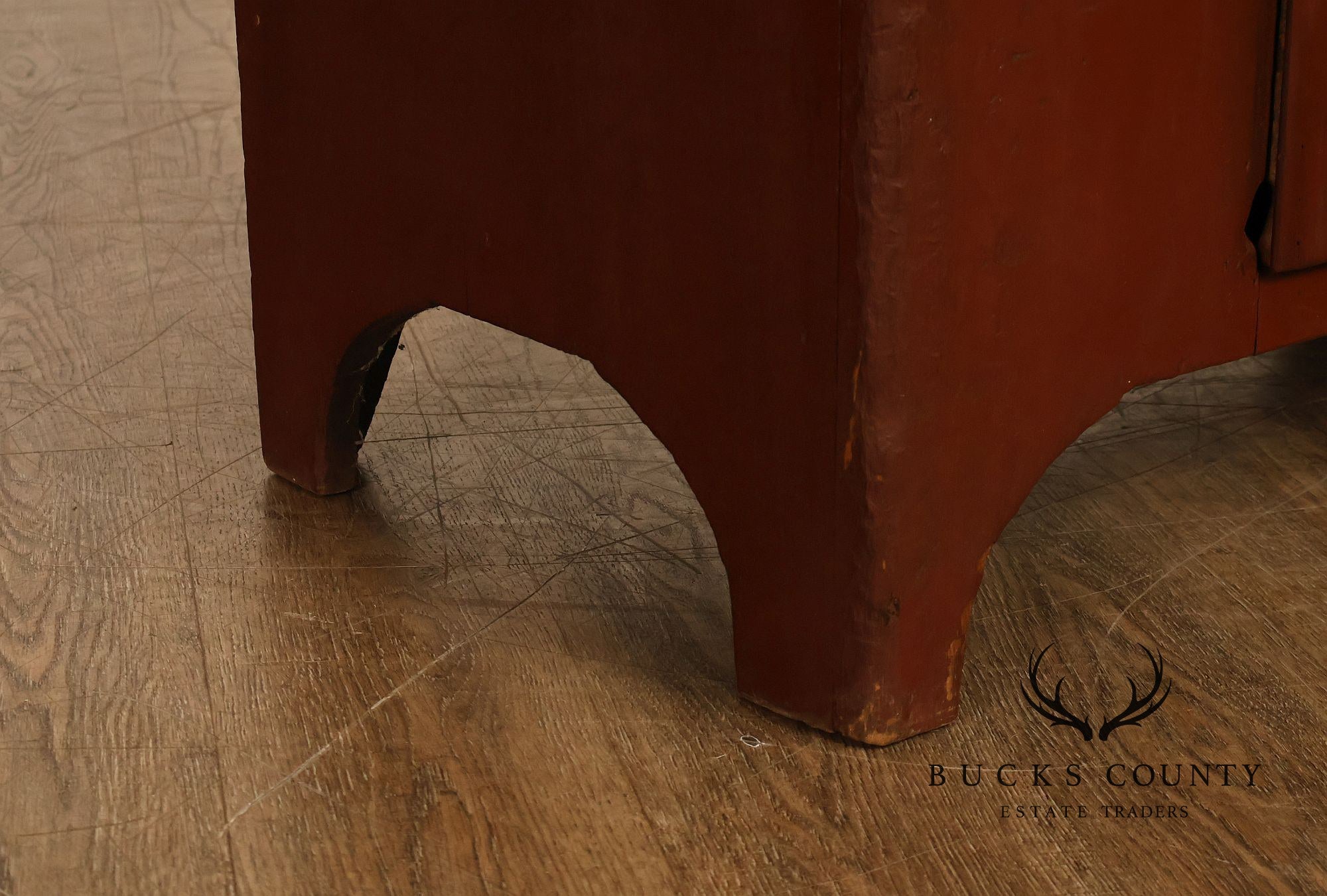 Antique American Primitive Red-Painted Storage Cupboard