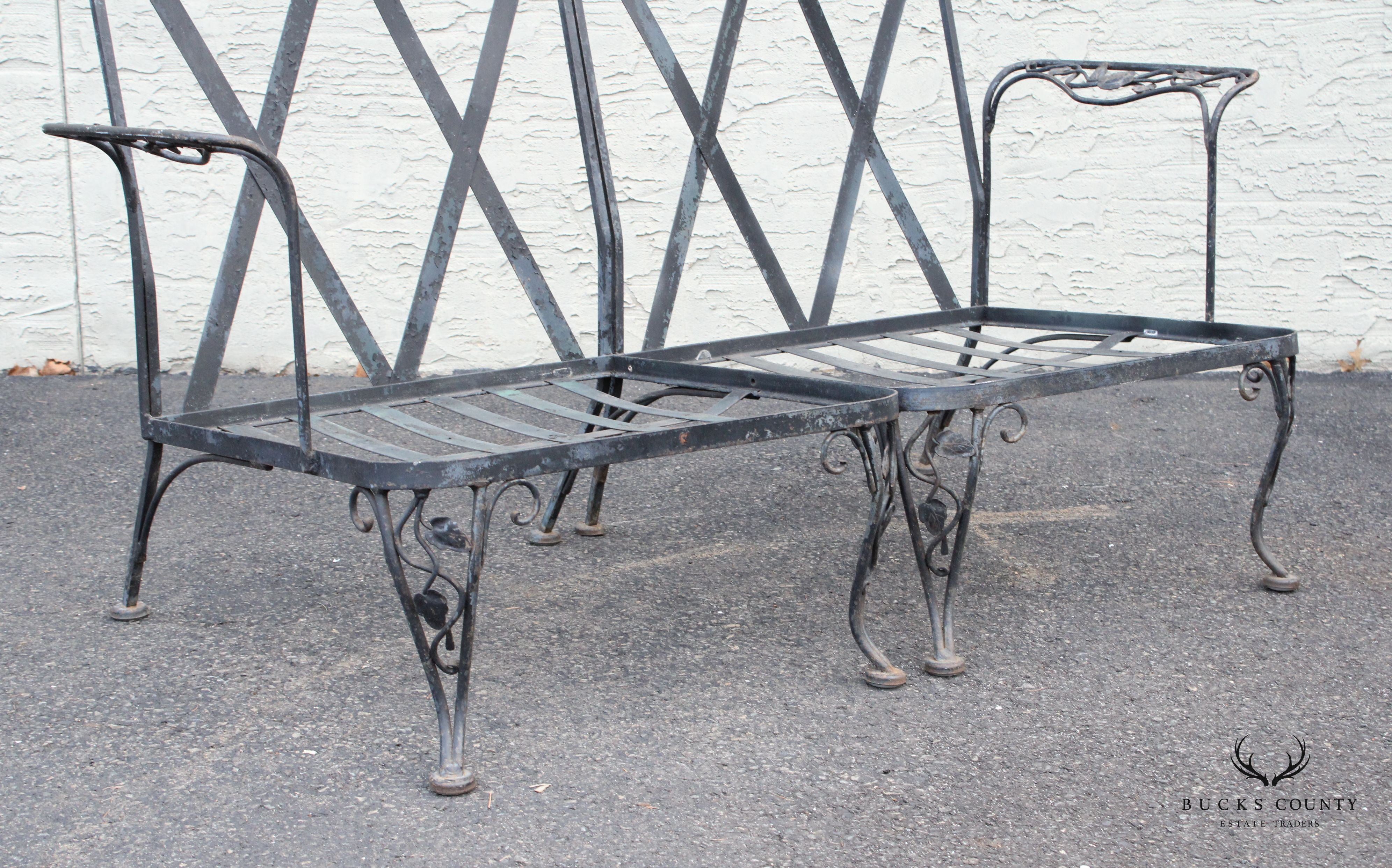 Woodard 'Chantilly Rose' Wrought Iron Two-Piece Outdoor Patio Bench