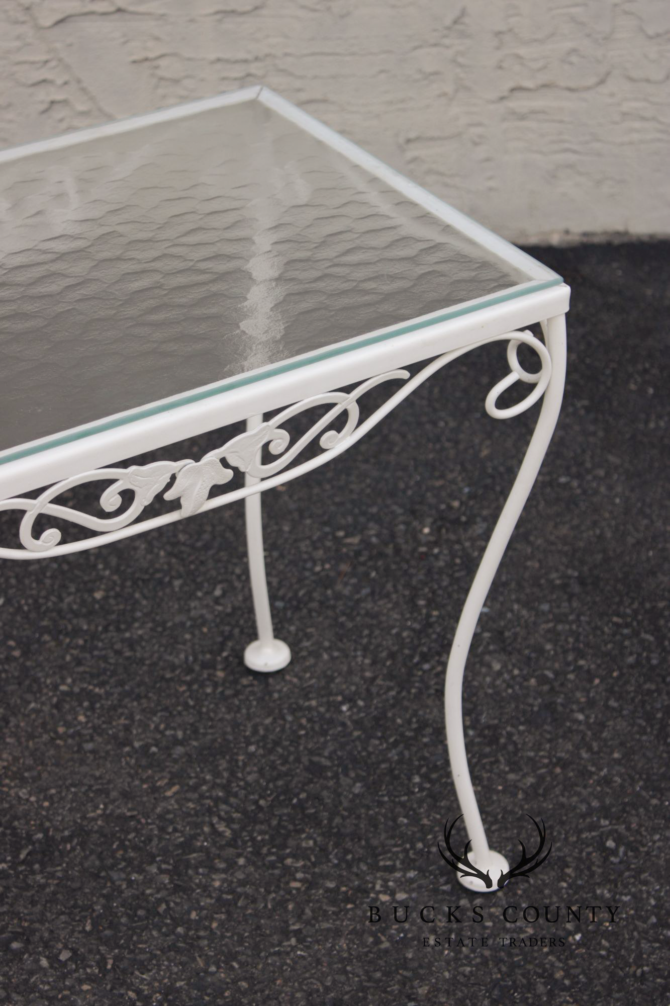 Vintage Wrought Iron And Glass Patio Side Table