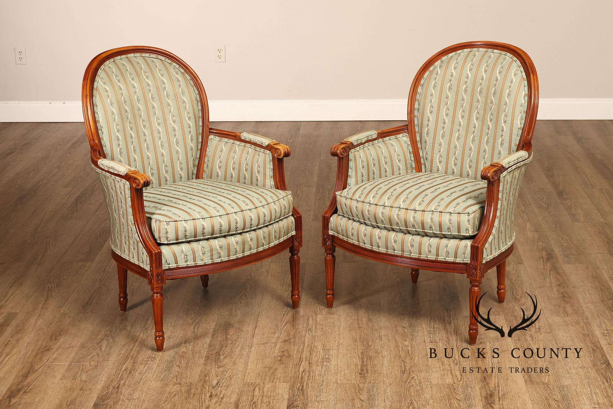Harris Marcus French Louis XVI Style Pair of Bergere Armchairs