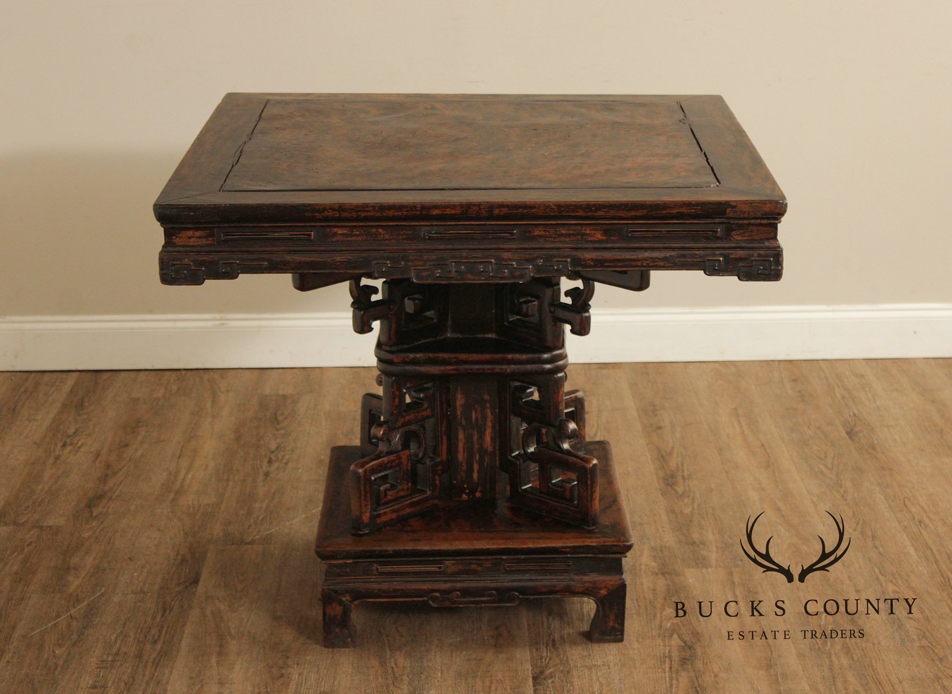 Antique Chinese Carved Pedestal Table