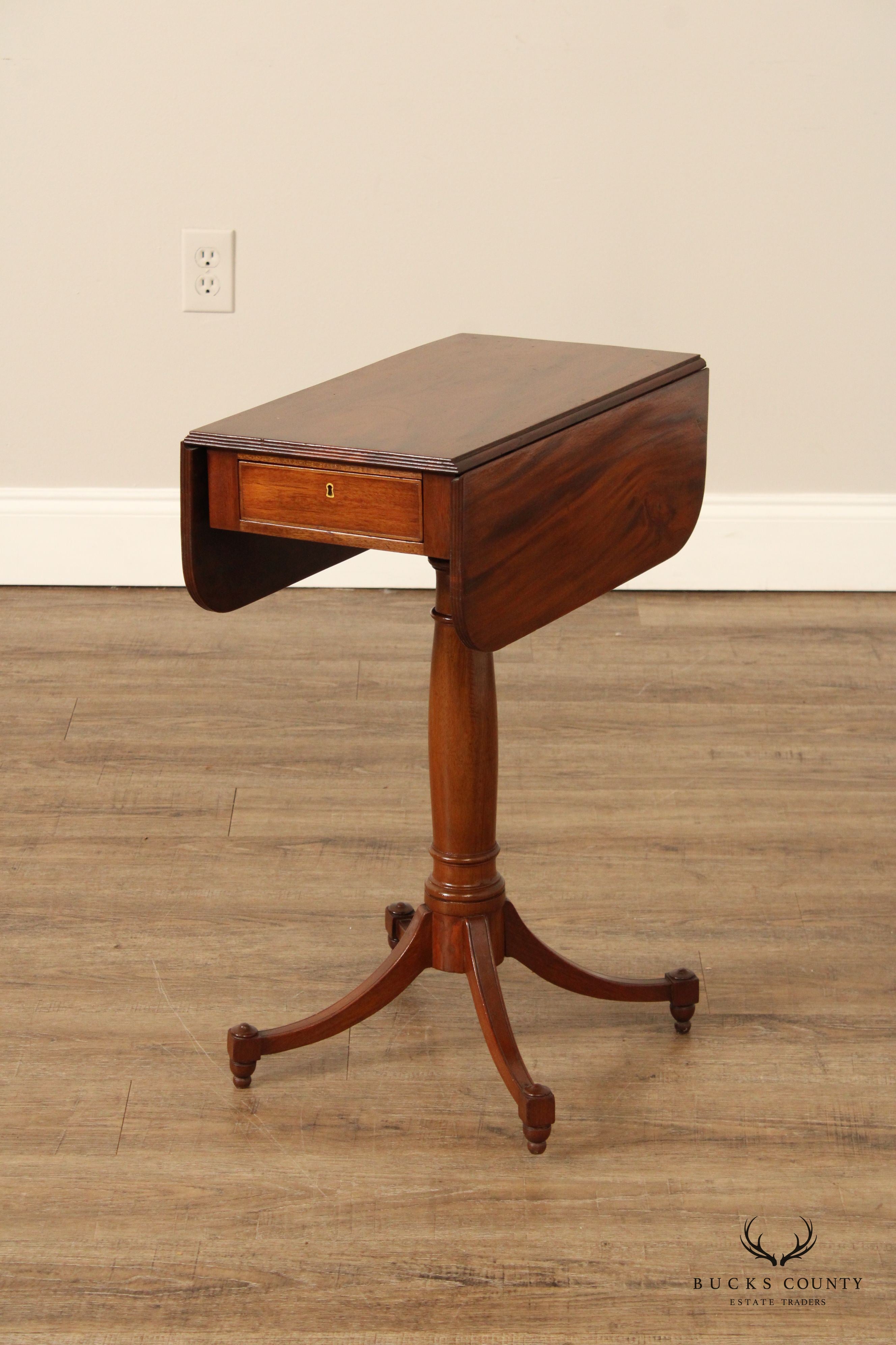 Regency Style Antique Mahogany Narrow Pembroke Side Table