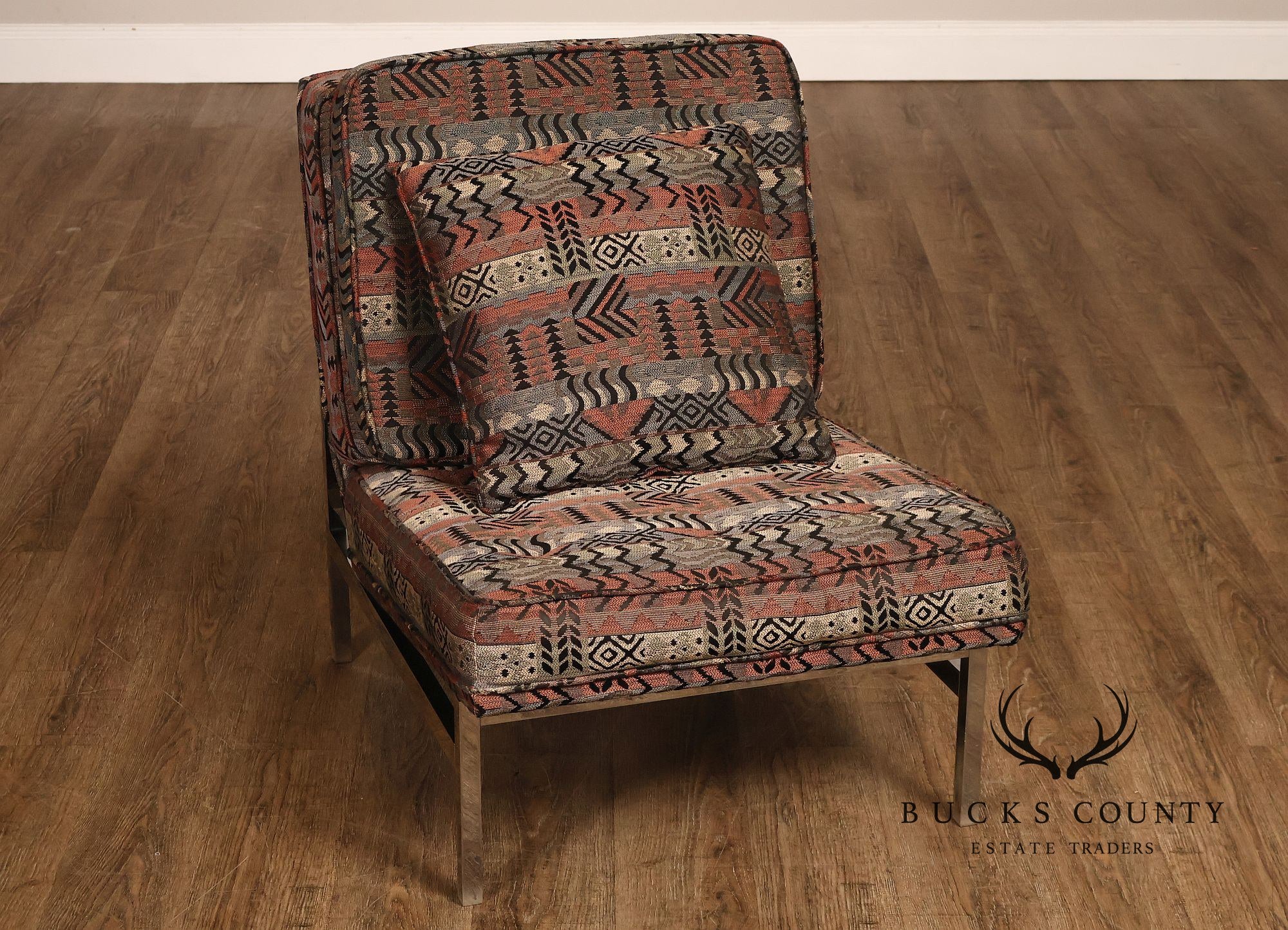 Florence Knoll Mid Century Modern Pair of Chrome Lounge Chairs