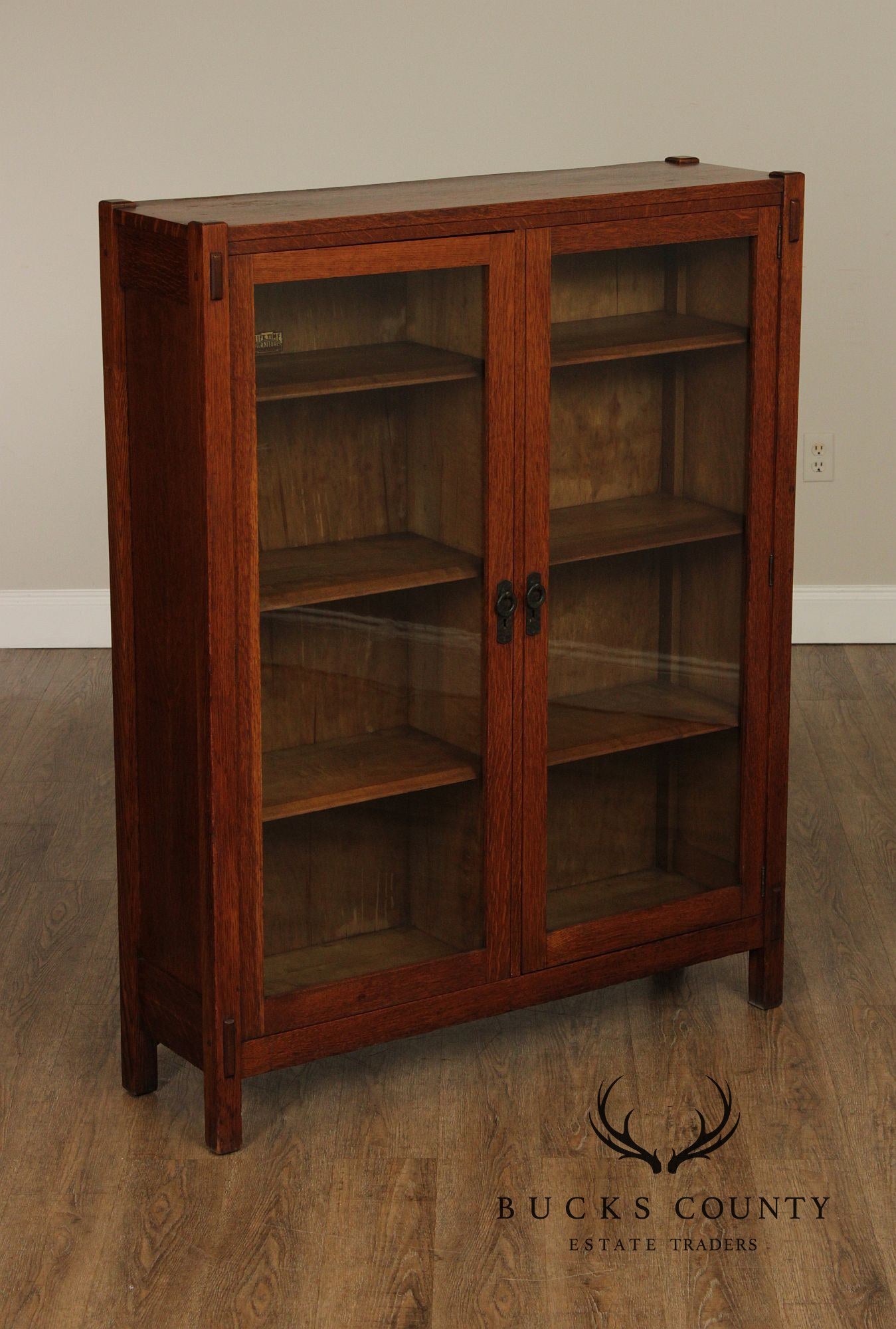 Lifetime Furniture Antique Mission Oak Two-Door Bookcase