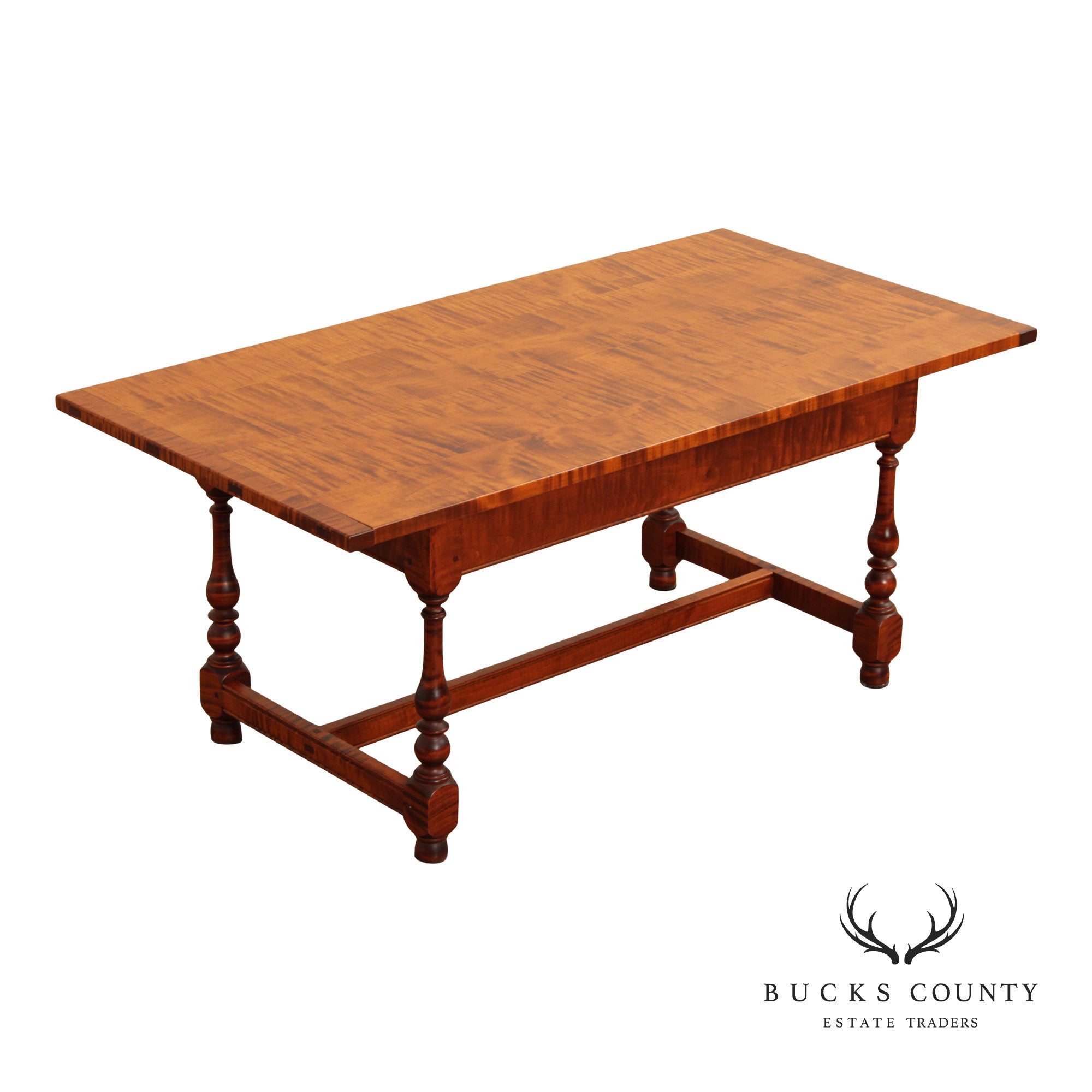 Farmhouse Style Tiger Maple Trestle Coffee Table