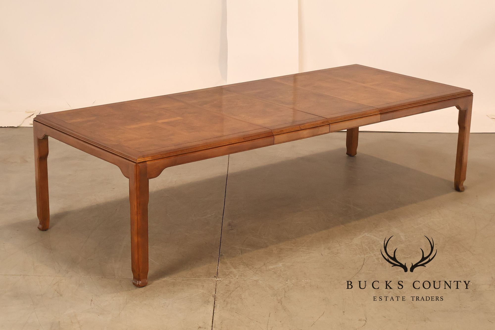 Century Furniture Chin Hua Burl Wood Parsons Expandable Dining Table