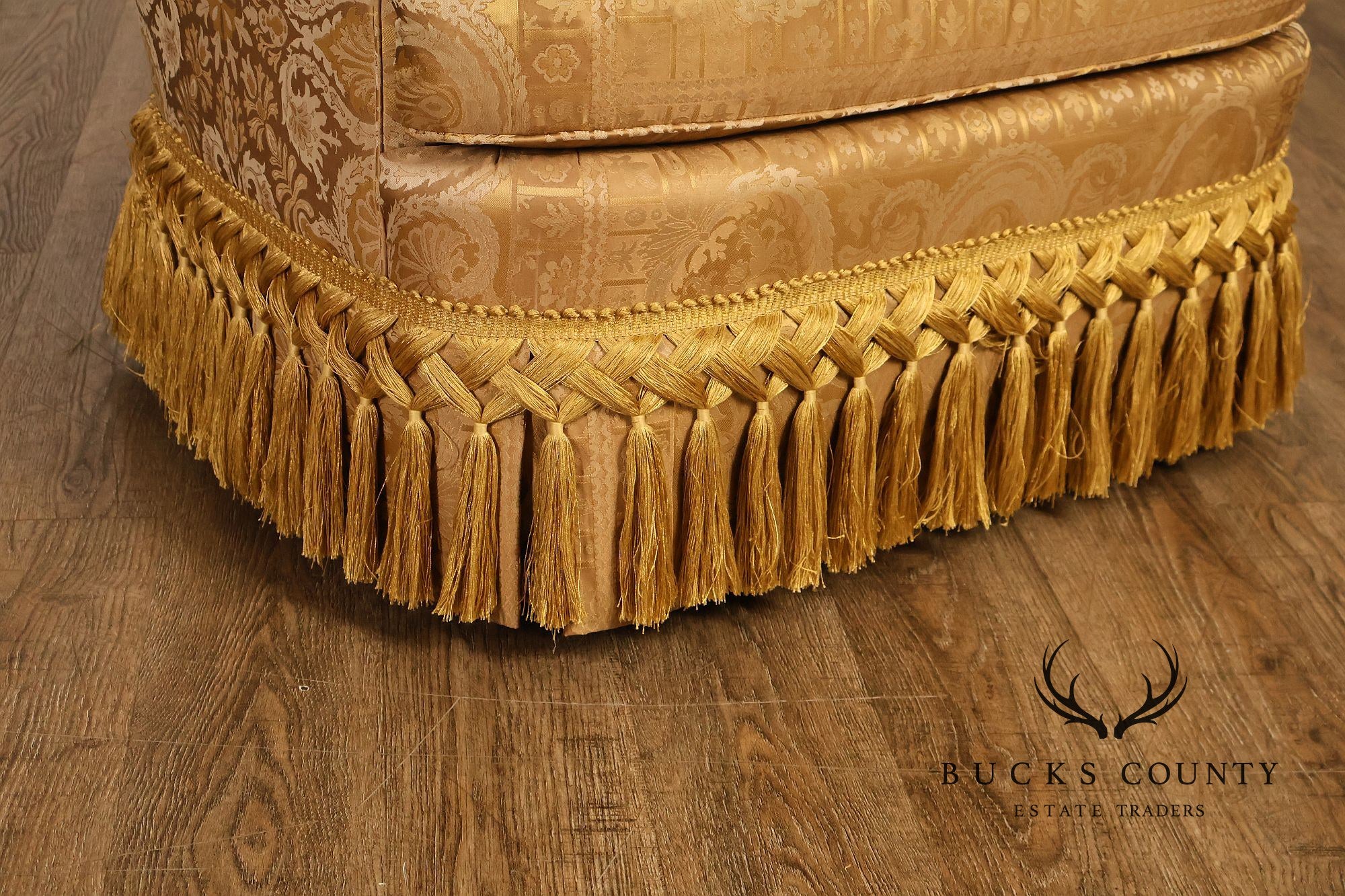 TRS Furniture Traditional Gold D amask Upholstered Lounge Chair And Ottoman