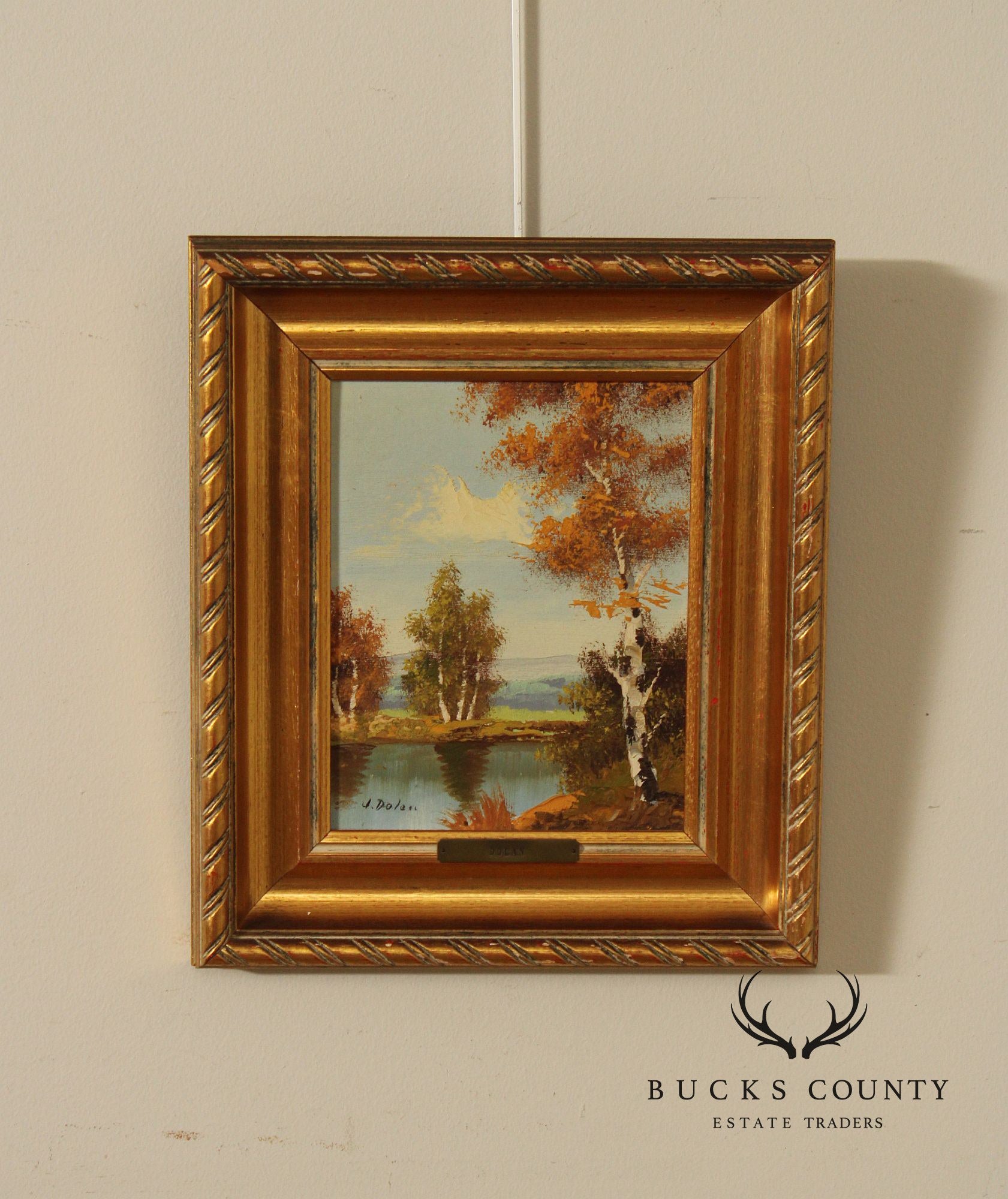 J. Dolan Landscape Oil Painting, Changing Birch Trees