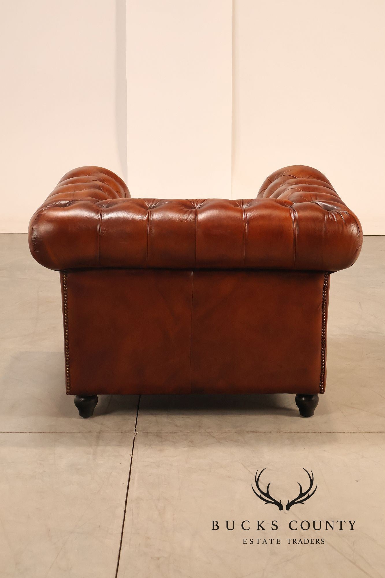 Chesterfield Style Tufted Brown Leather Club Chair