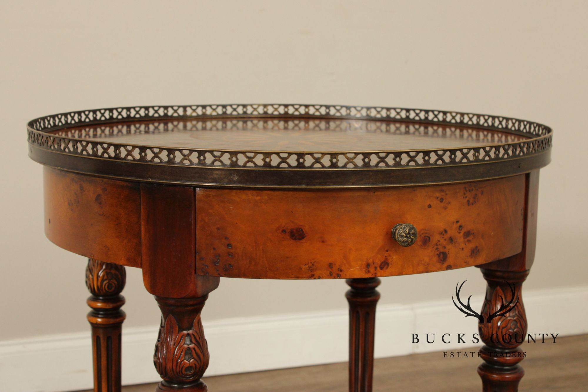 Theodore Alexander Round Two-Tier Inlaid Occasional Table