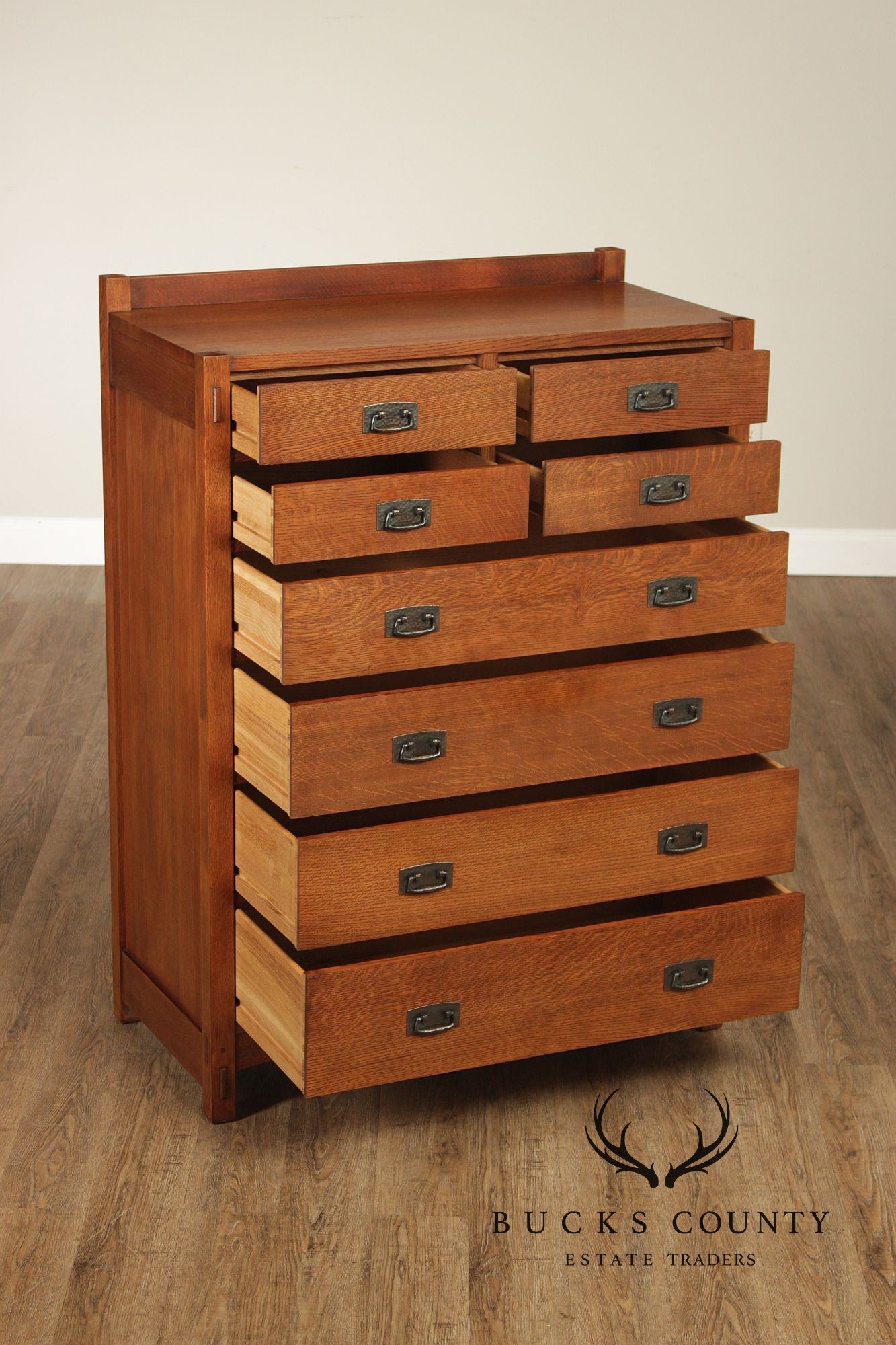 Stickley Mission Collection Oak Tall Chest Of Drawers