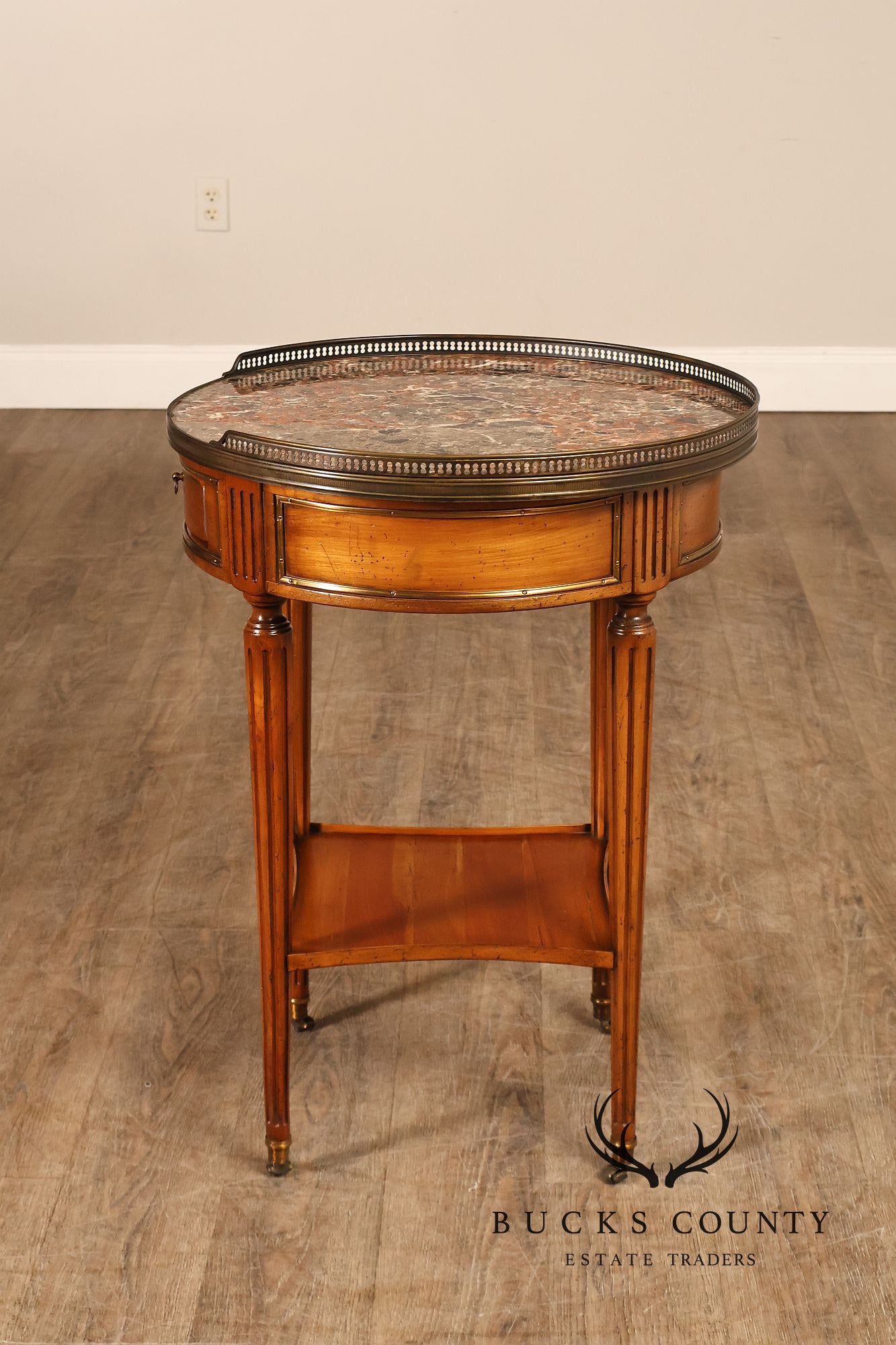 De Bournay French Louis XVI Style Round Marble Top End Table