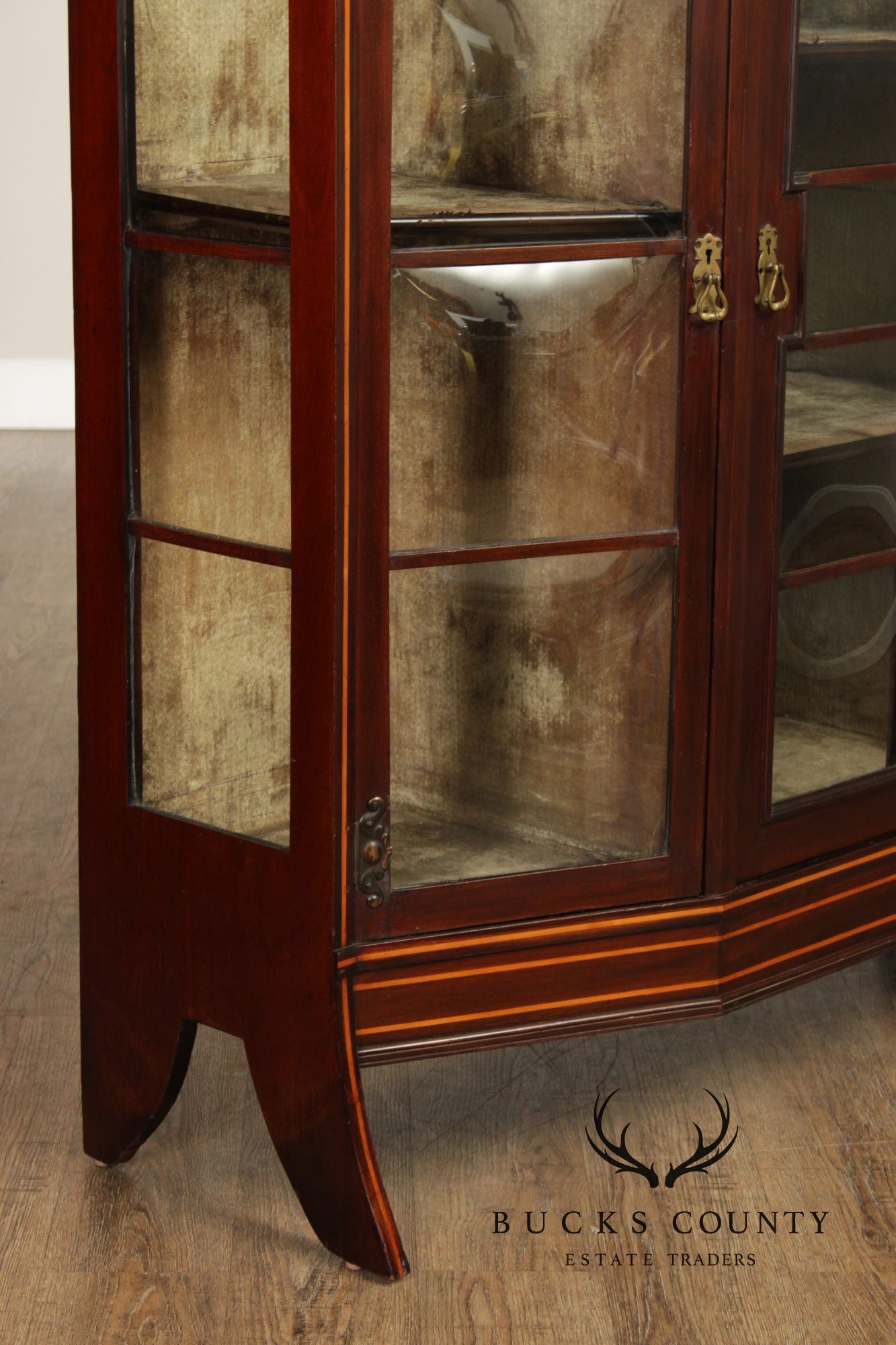 Art Nouveau Antique Inlaid Mahogany Display Case