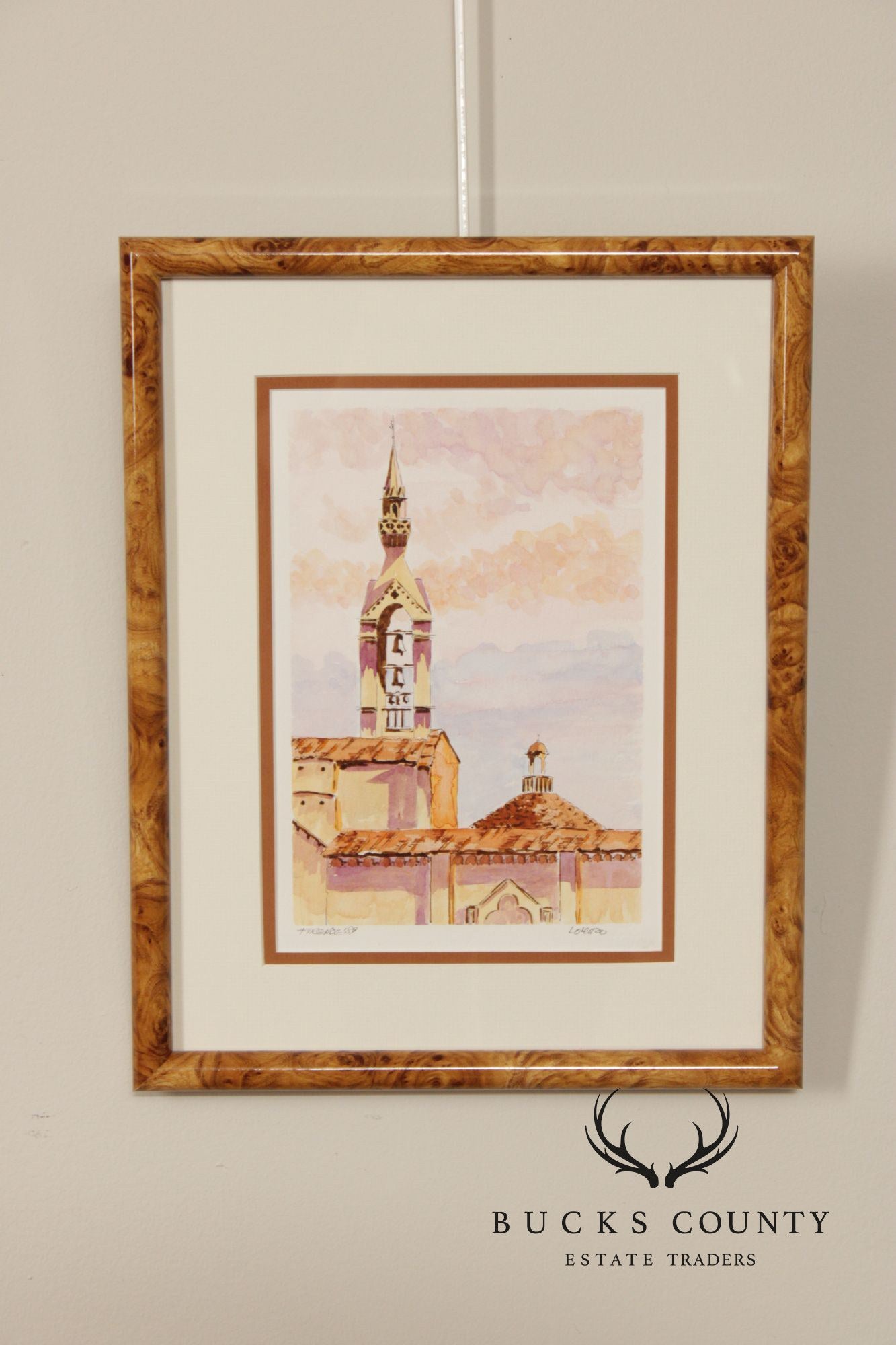 Lorenzo Castaneda Framed Watercolor, 'Firenze'