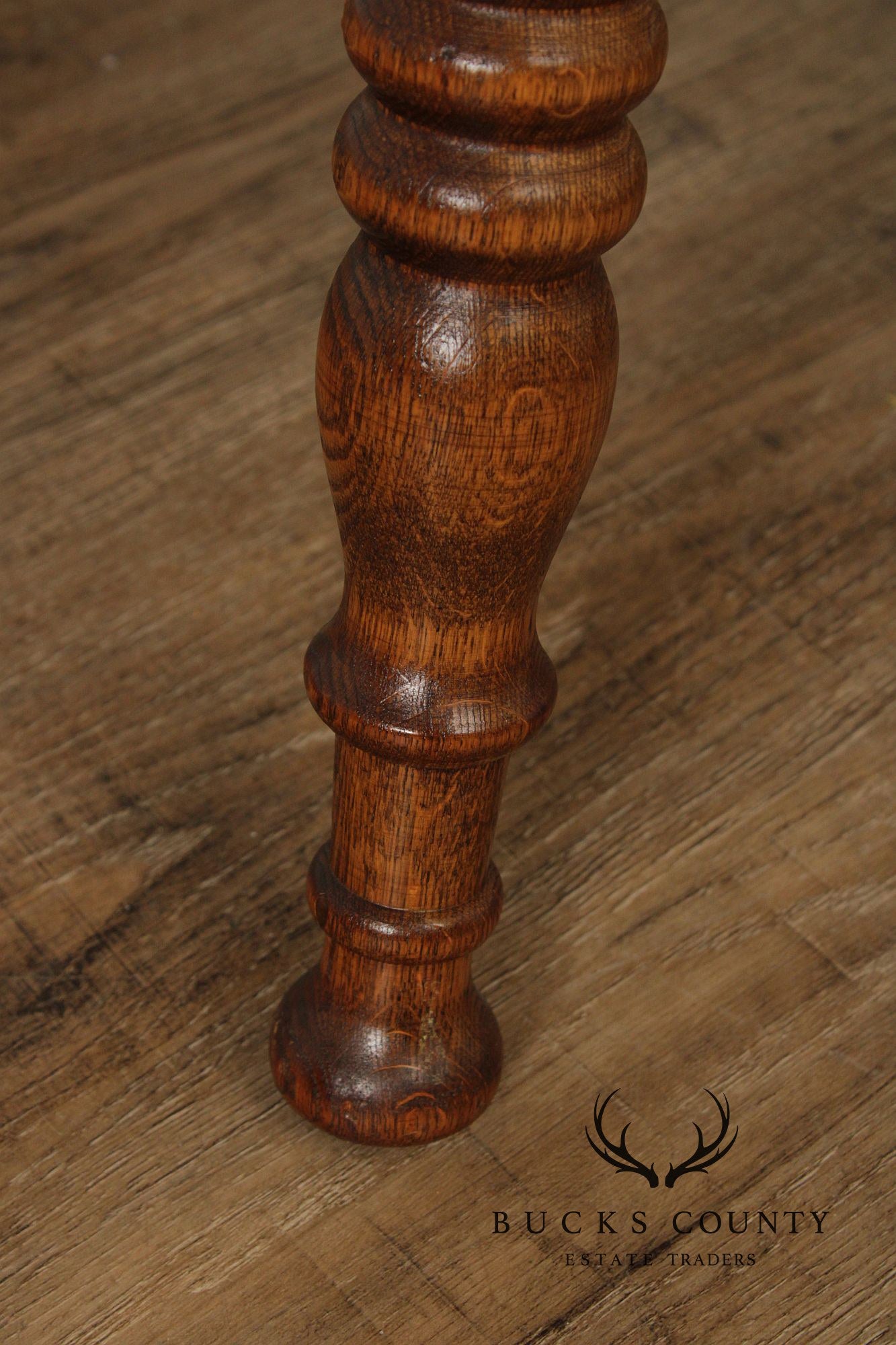 Antique Victorian Oak Square Two Tier Parlor Side Table