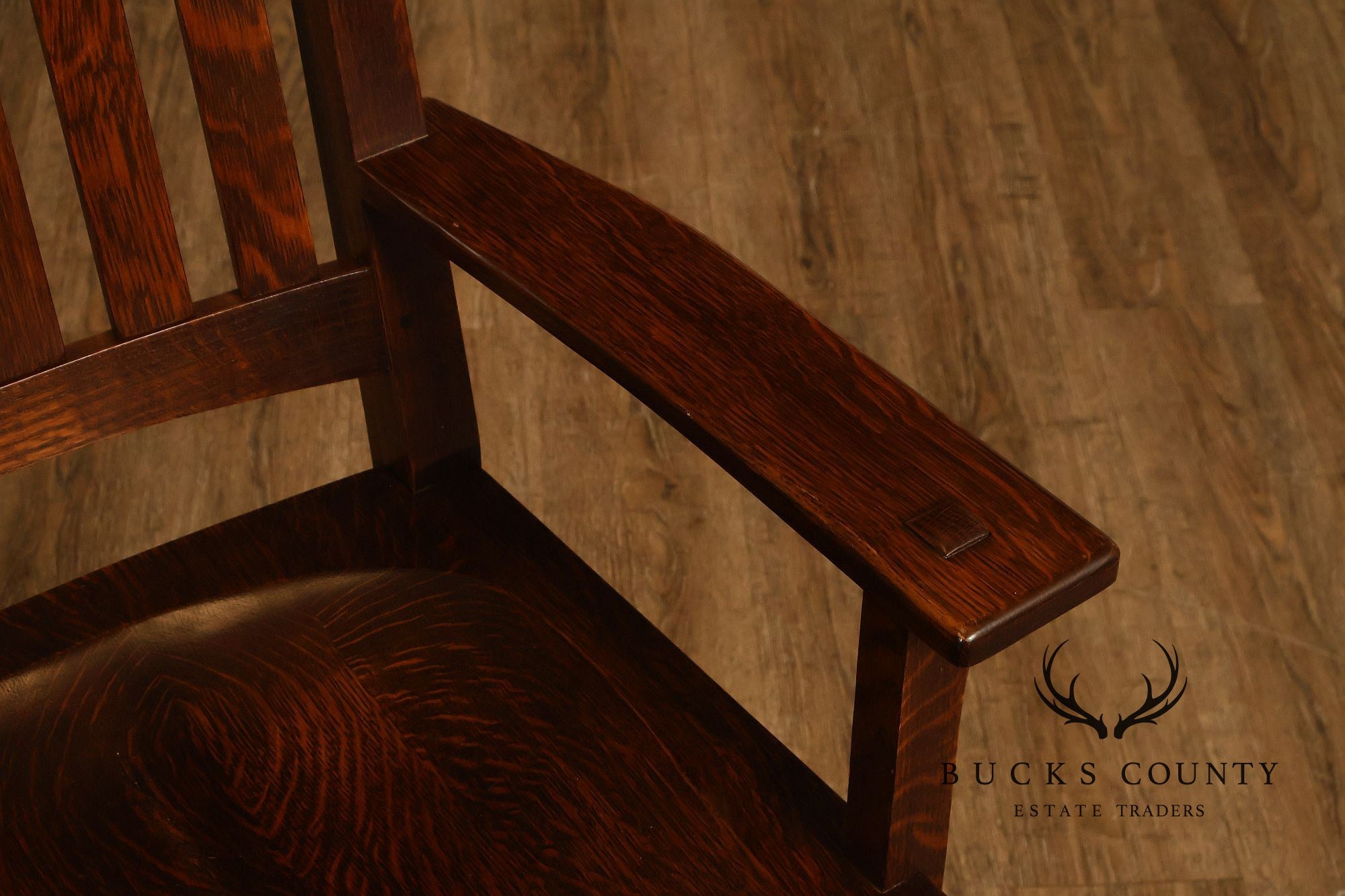 Stickley Mission Collection Pair Of Oak Cottage Armchairs