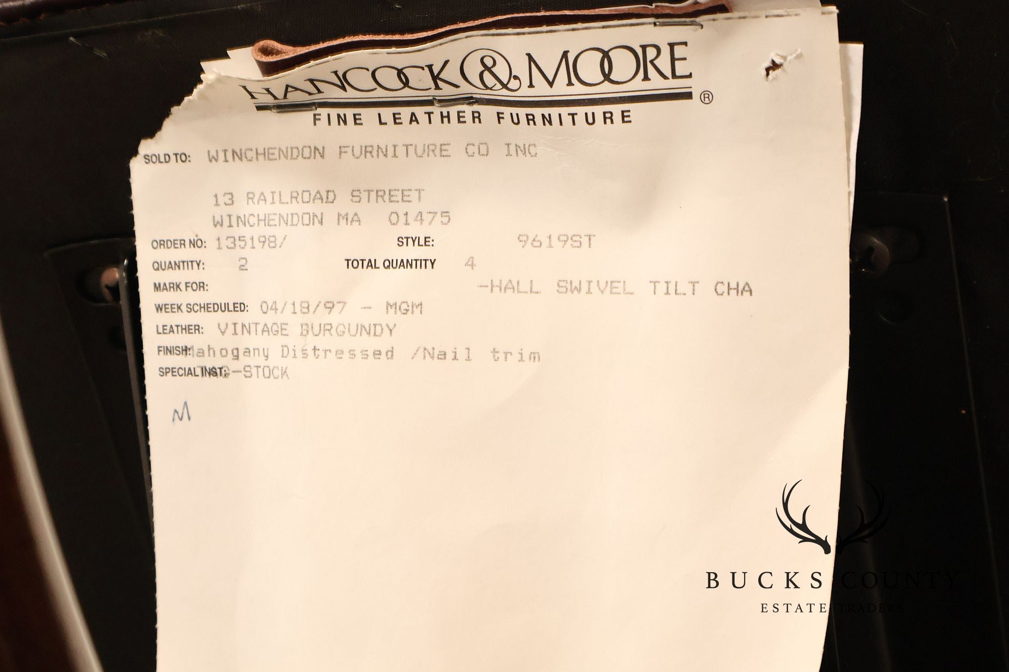 Hancock & Moore Vintage Burgundy Leather Executive Office Chair